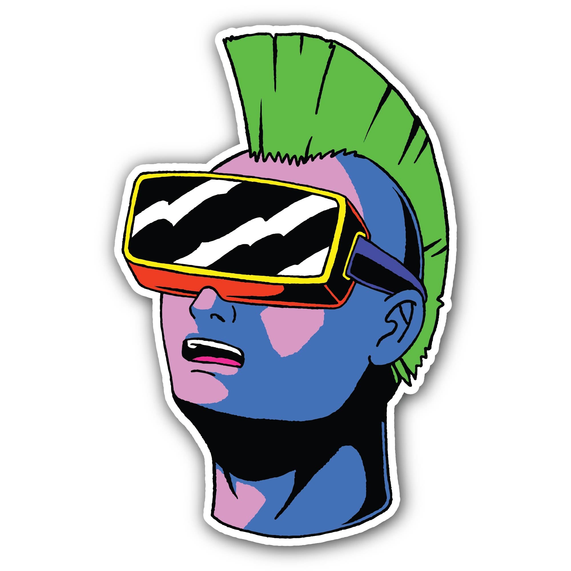 punk rock virtual reality transparent background Sticker, Waterproof Vinyl Decal Sticker Indoor Or Outdoor 2 (Pieces) 3" and 5"