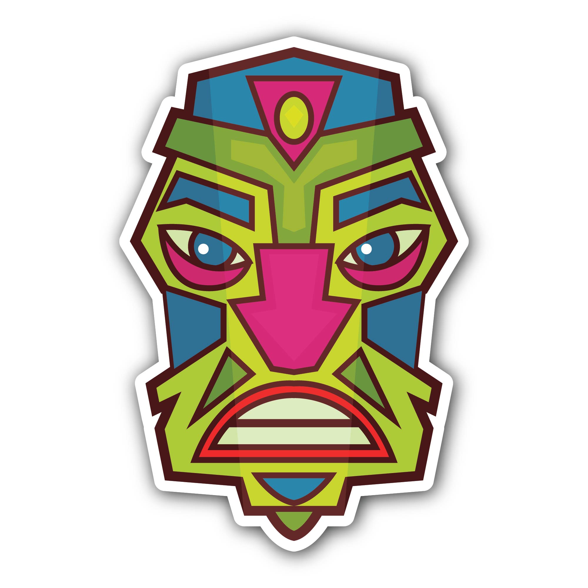 Tribal indian or african mask Sticker, Waterproof Vinyl Decal Sticker Indoor Or Outdoor 2 (Pieces) 3" and 5"