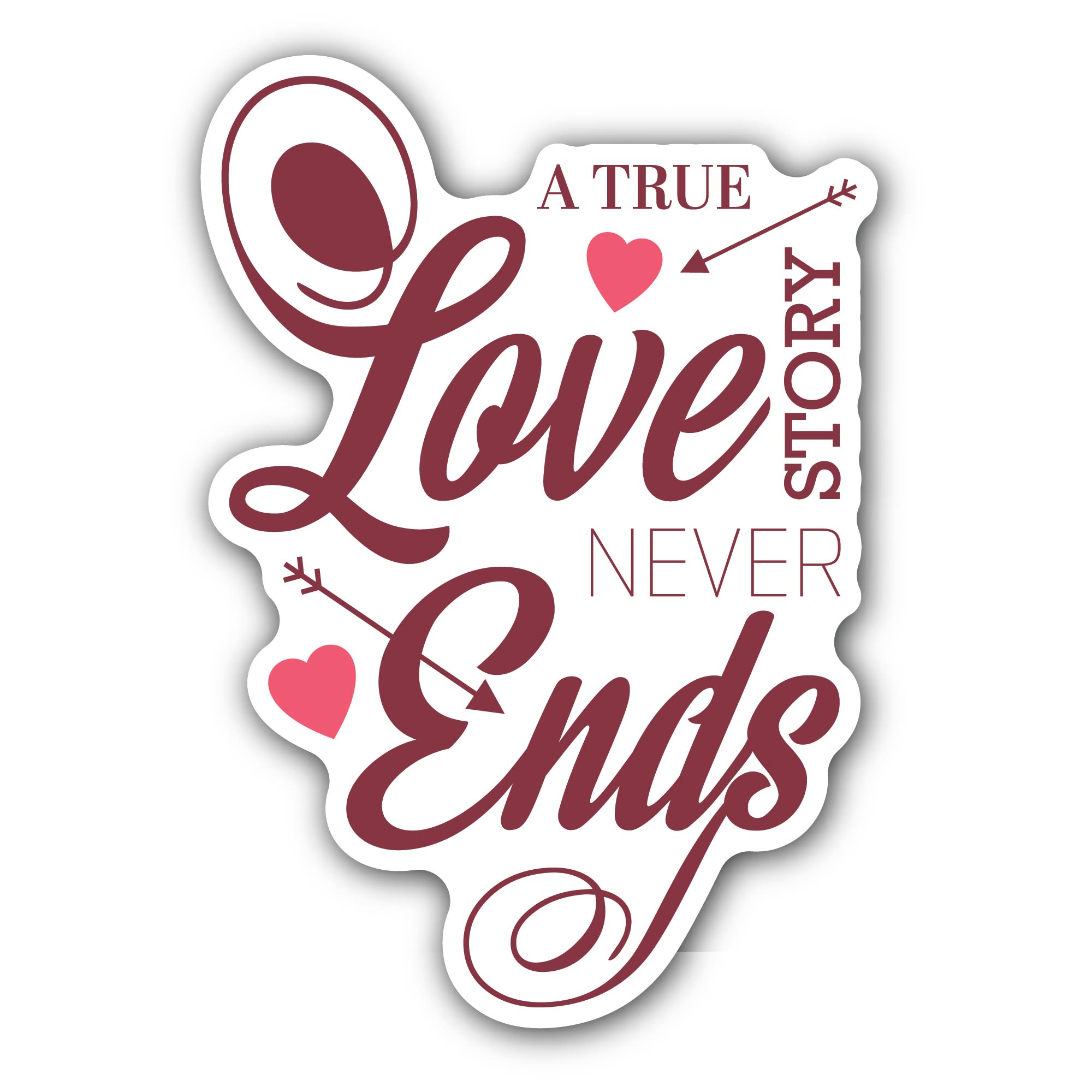 A True Love & Arrows Sticker, Waterproof Vinyl Decal Sticker Indoor Or Outdoor 2 (Pieces) 3" and 5"