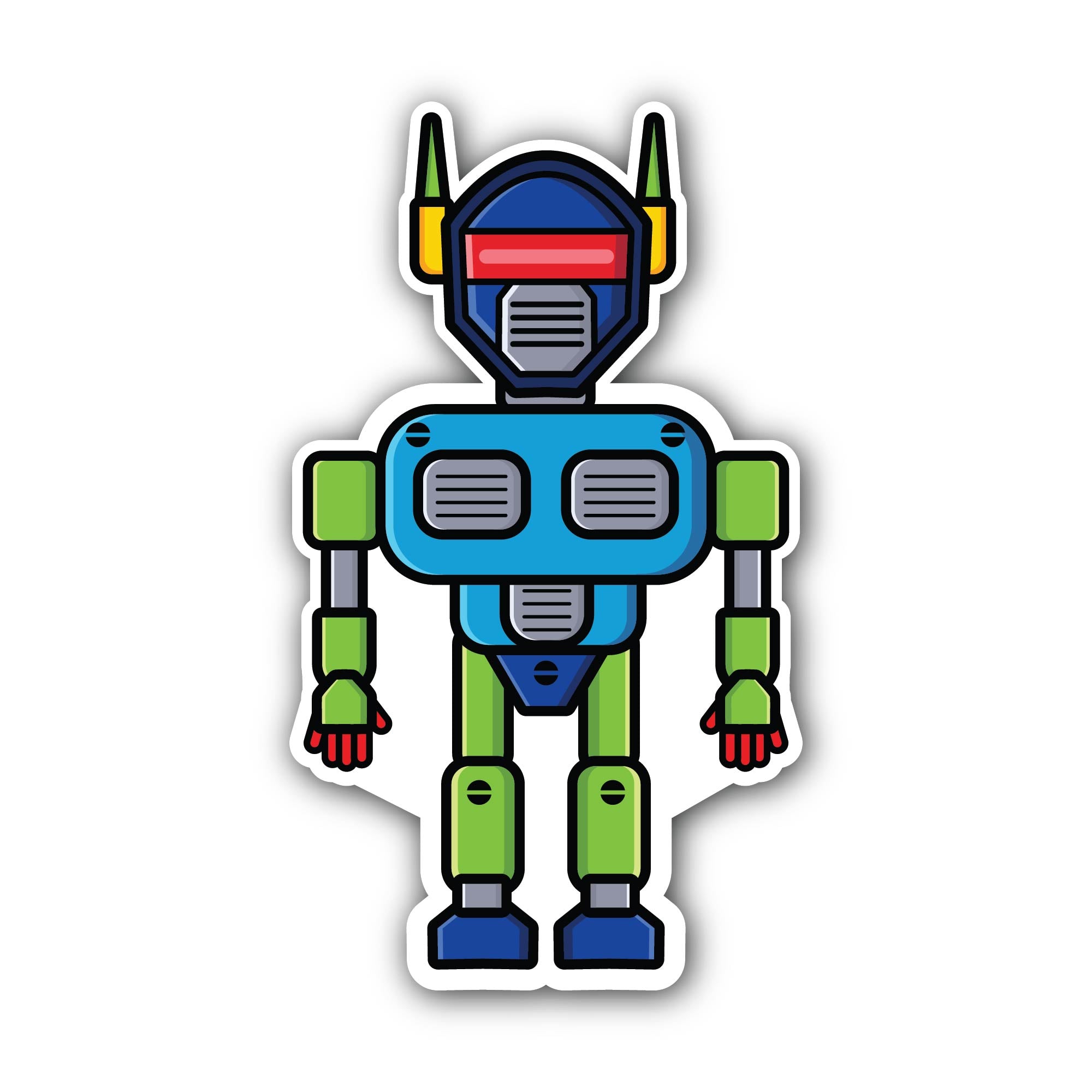 Colorful Toy Robot Cartoon Sticker, Waterproof Vinyl Decal Sticker Indoor Or Outdoor 2 (Pieces) 3" and 5"
