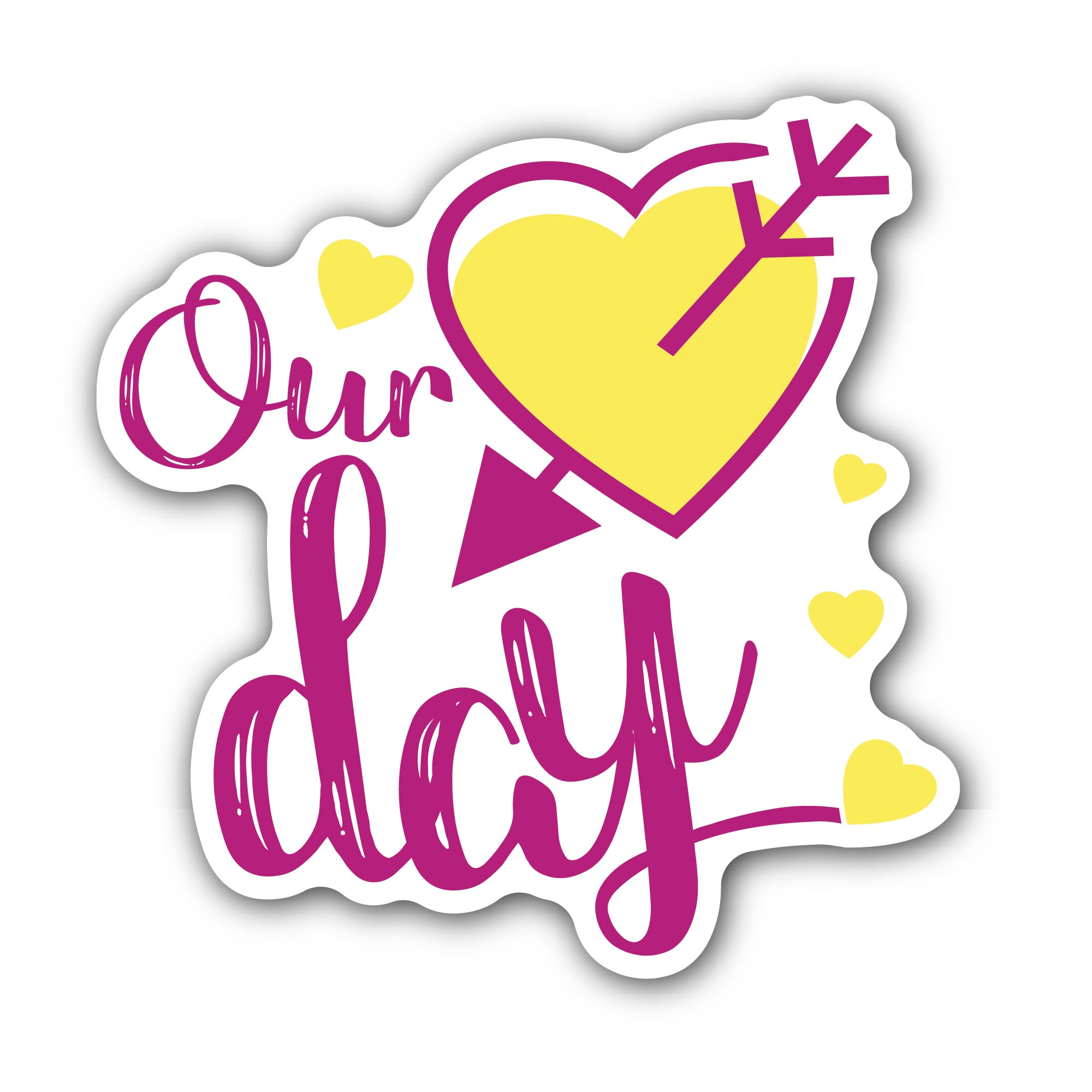Our Day with Heart & Arrow Sticker, Waterproof Vinyl Decal Sticker Indoor Or Outdoor 2 (Pieces) 3" and 5"