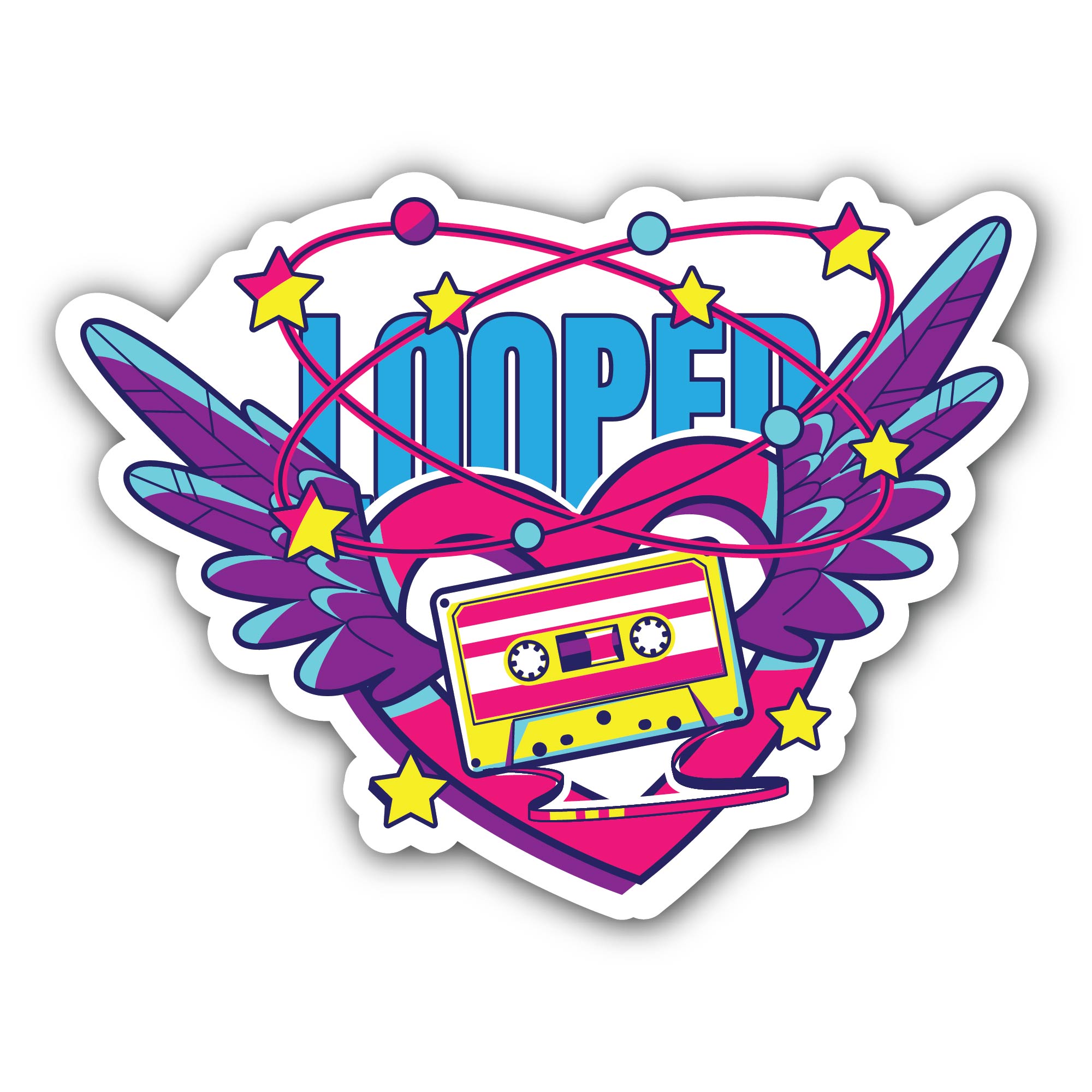 LOOPED Sticker, Waterproof Vinyl Decal Sticker Indoor Or Outdoor 2 (Pieces) 3" and 5"