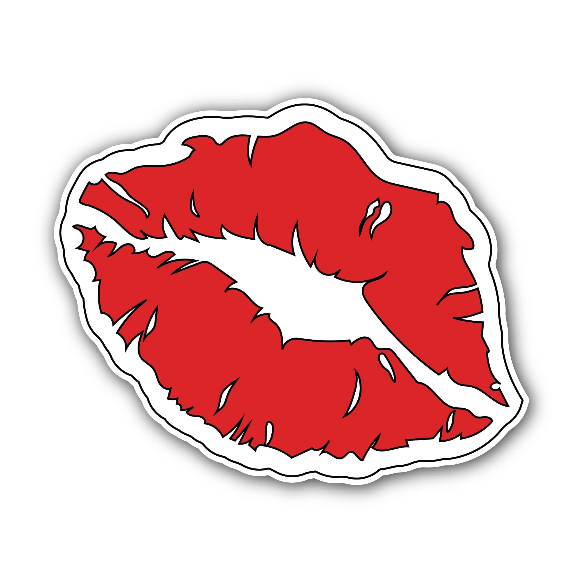 Red lipstick print Sticker, Waterproof Vinyl Decal Sticker Indoor Or Outdoor 2 (Pieces) 3" and 5"