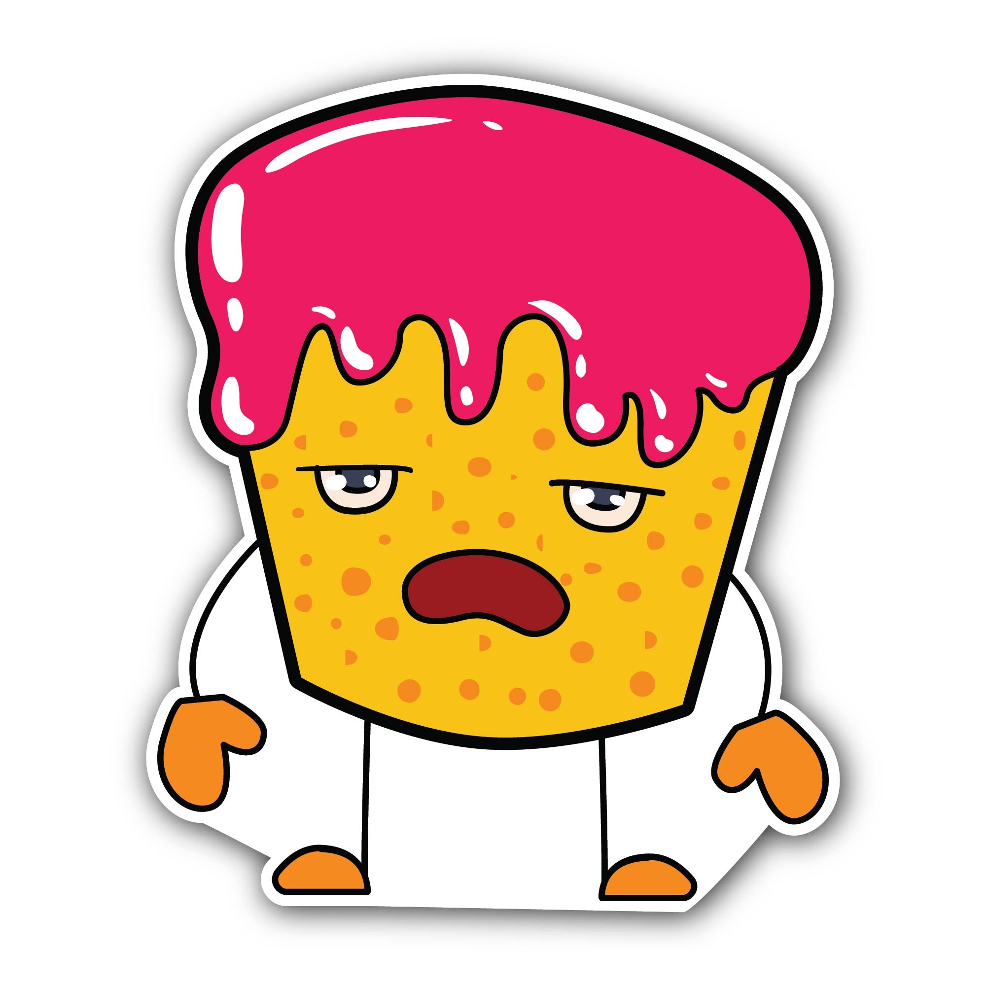 Grumpy Muffin Sticker, Waterproof Vinyl Decal Sticker Indoor Or Outdoor 2 (Pieces) 3" and 5"