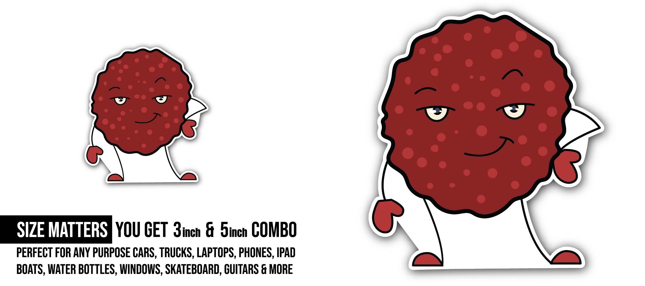 Meatwad Aqua Teen Hunger Force Sticker, Waterproof Vinyl Decal Sticker Indoor Or Outdoor 2 (Pieces) 3" and 5"