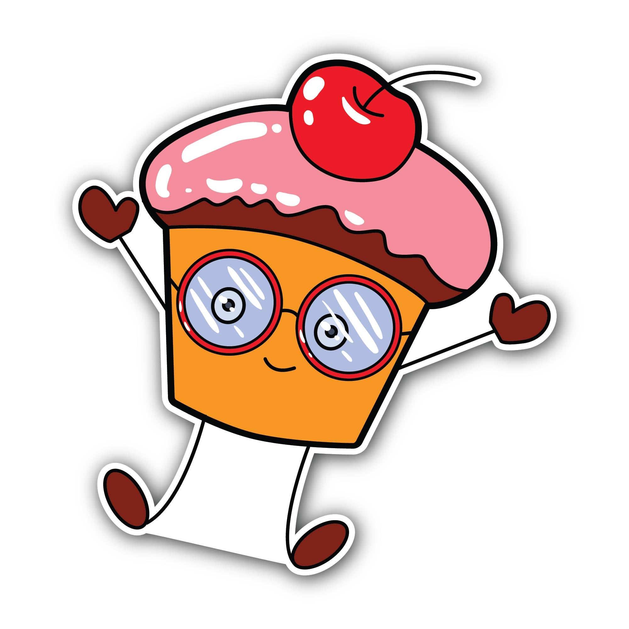 Happy Cupcake Sticker, Waterproof Vinyl Decal Sticker Indoor Or Outdoor 2 (Pieces) 3" and 5"