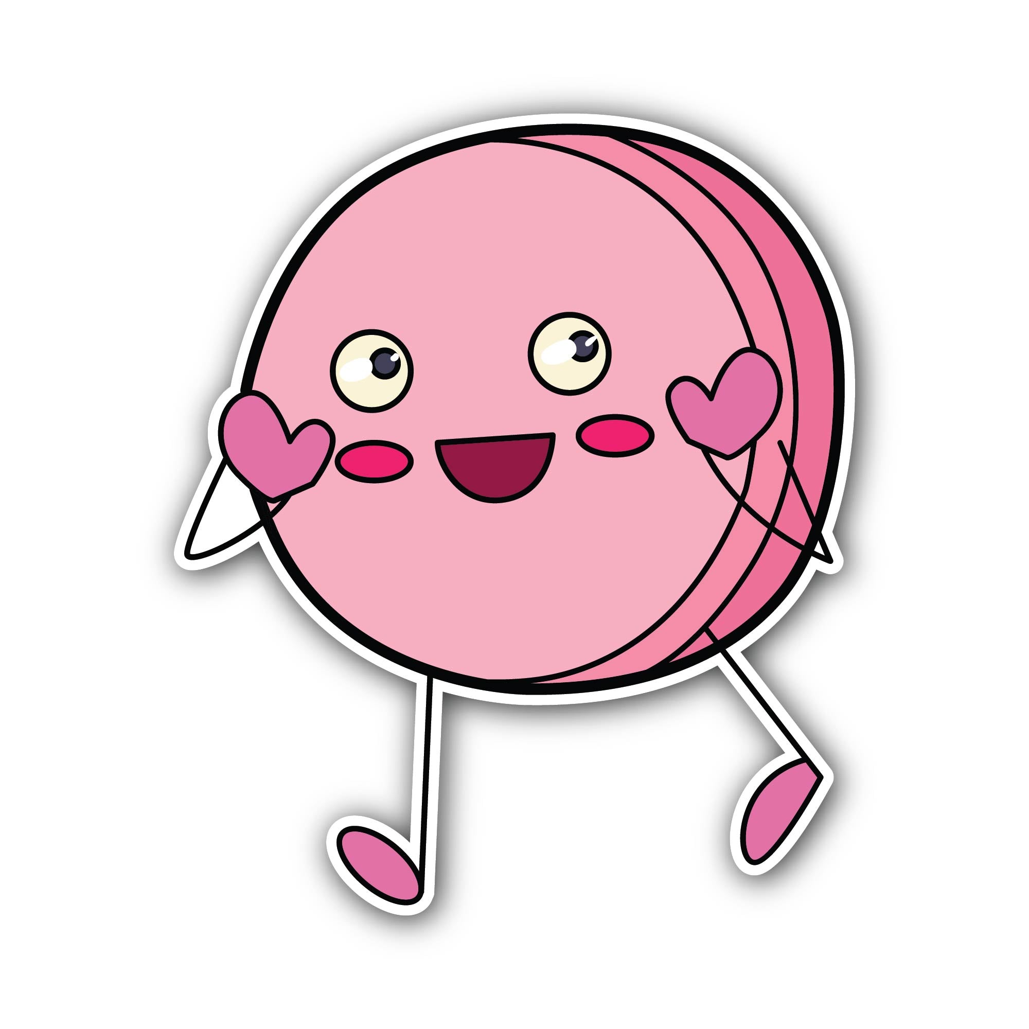 Cute pink cookie Sticker, Waterproof Vinyl Decal Sticker Indoor Or Outdoor 2 (Pieces) 3" and 5"