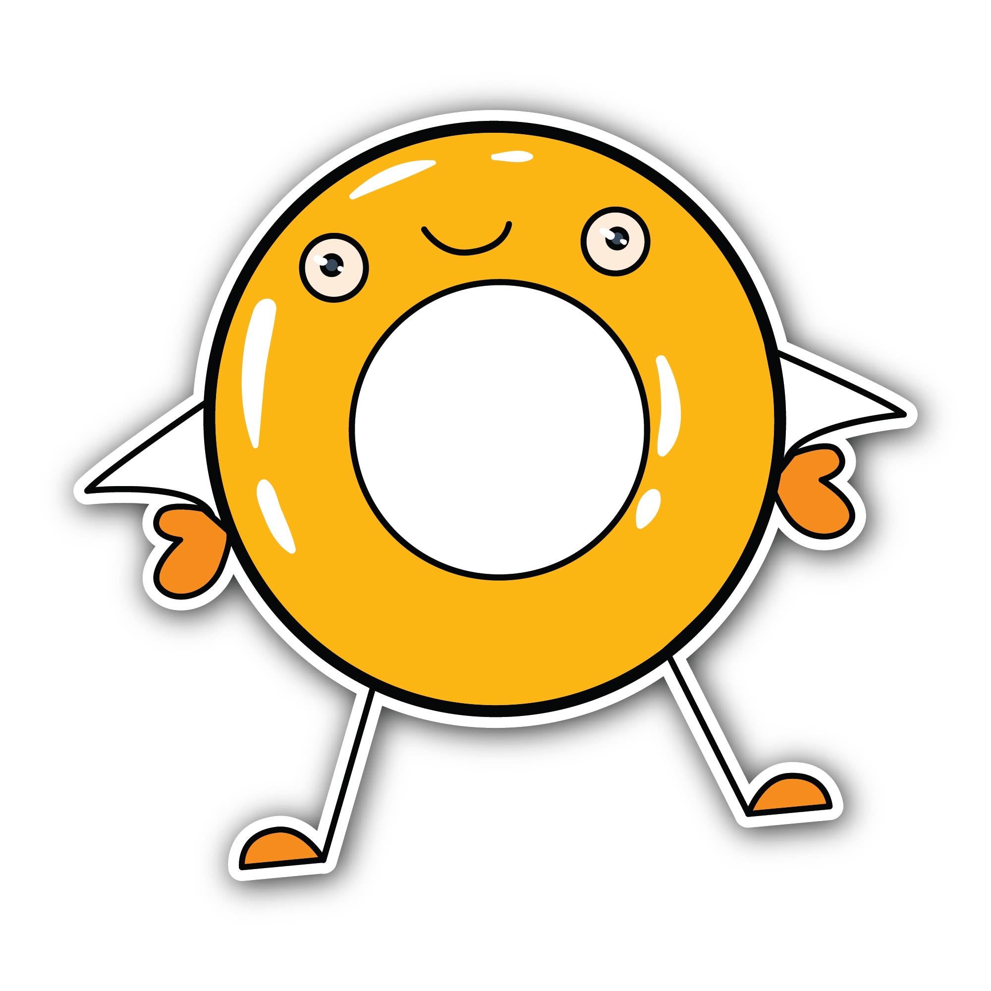 Yellow Donut Sticker, Waterproof Vinyl Decal Sticker Indoor Or Outdoor 2 (Pieces) 3" and 5"