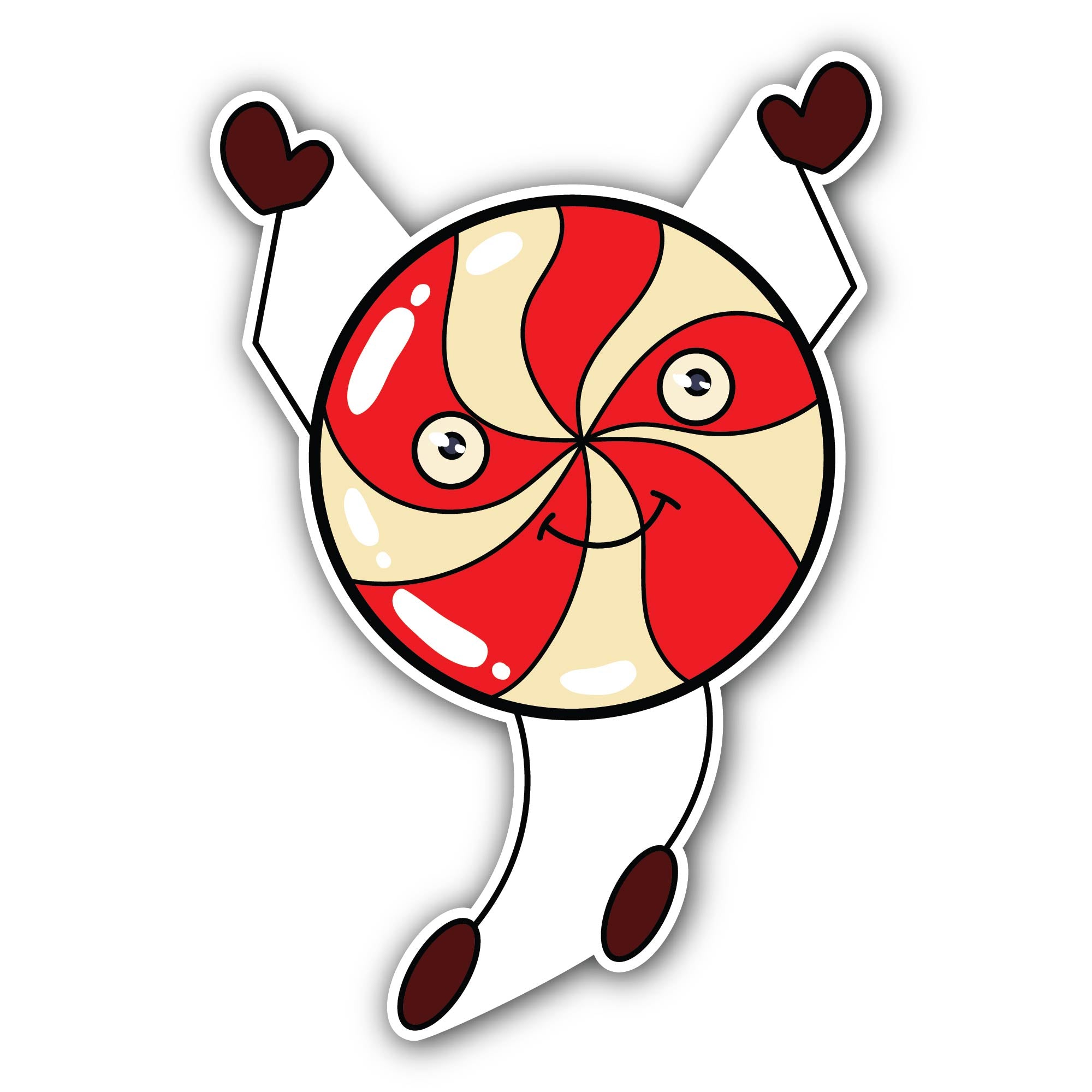 Red Peppermint Candy Sticker, Waterproof Vinyl Decal Sticker Indoor Or Outdoor 2 (Pieces) 3" and 5"
