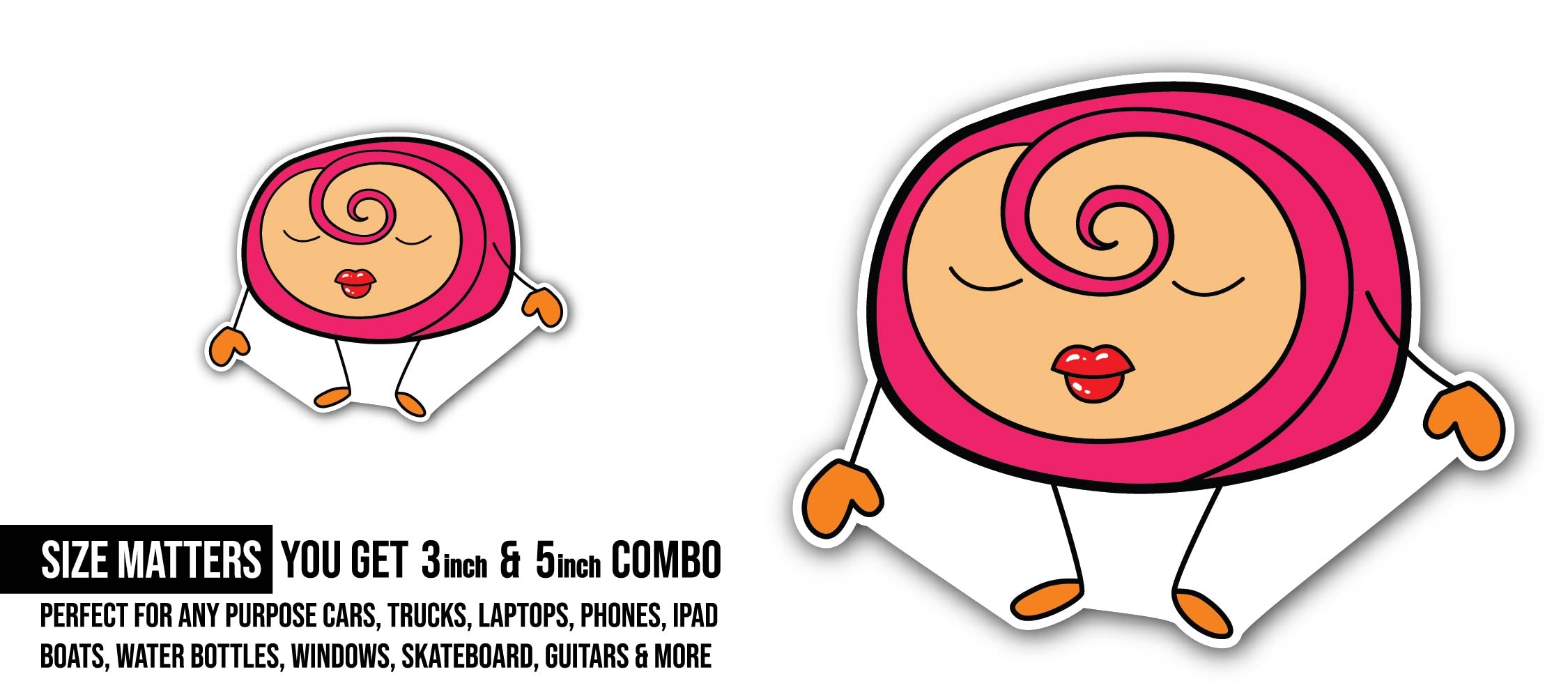 Sleepy Cake Sticker, Waterproof Vinyl Decal Sticker Indoor Or Outdoor 2 (Pieces) 3" and 5"