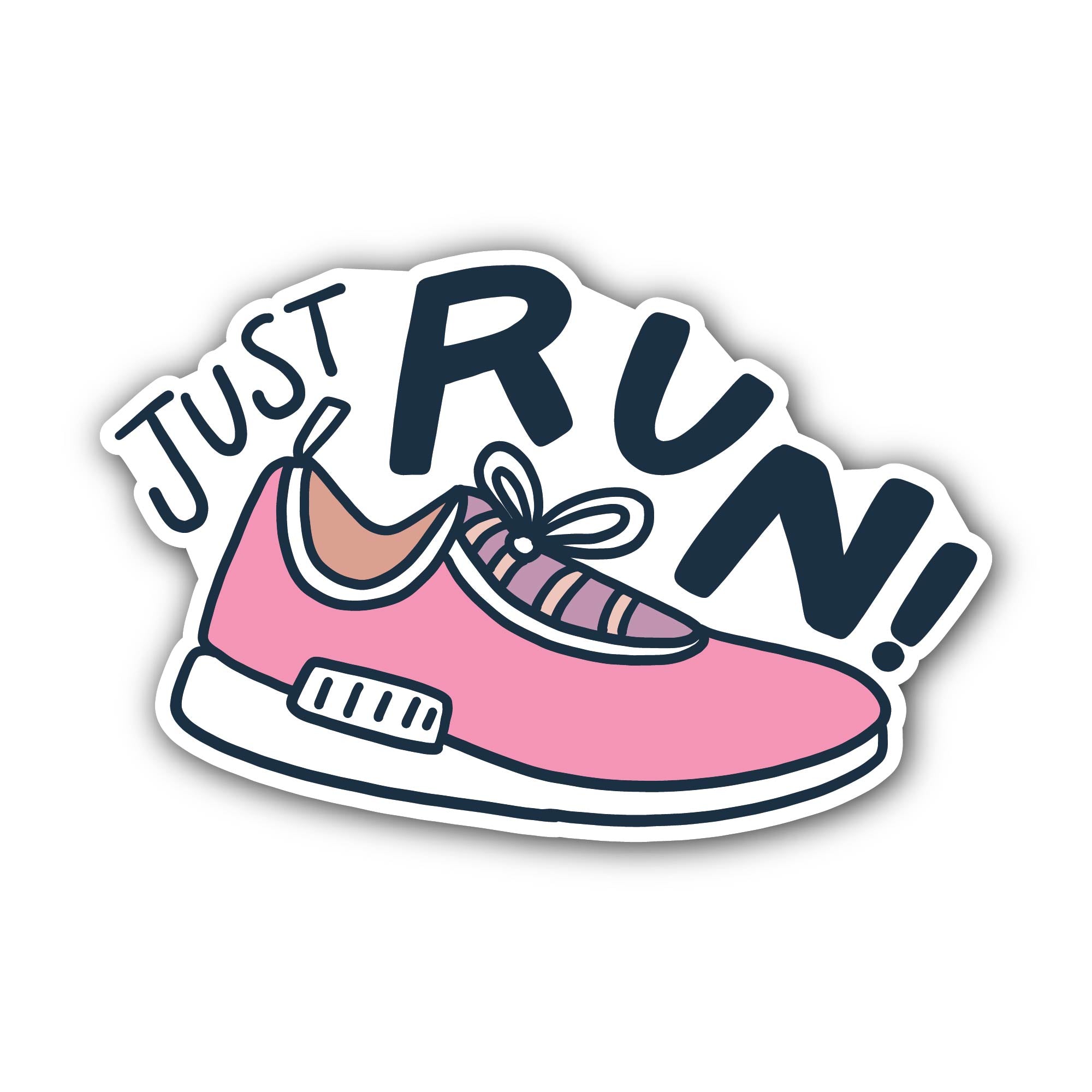 Just Run Sticker, Waterproof Vinyl Decal Sticker Indoor Or Outdoor 2 (Pieces) 3" and 5"