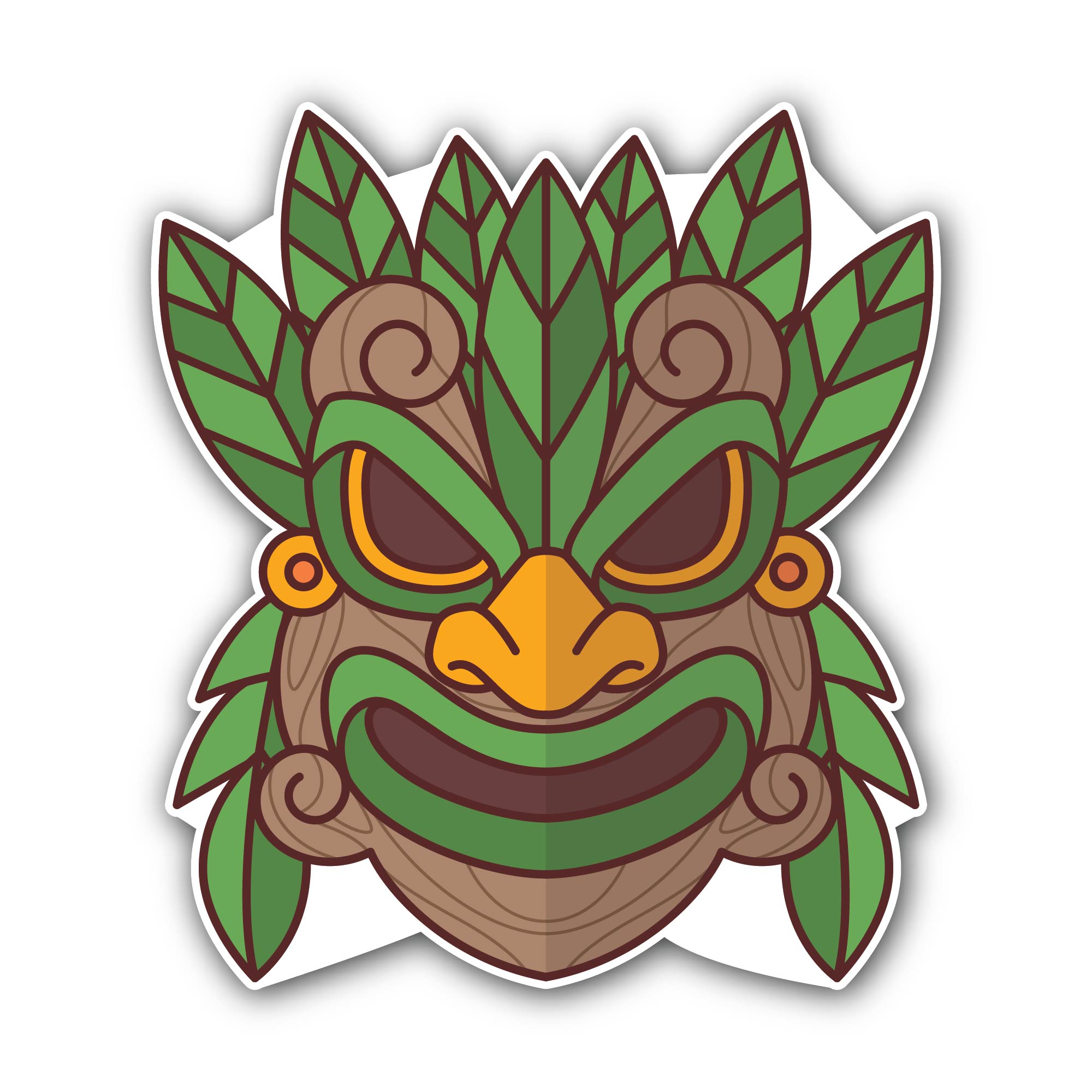 Tribal Tiki Mask Sticker, Waterproof Vinyl Decal Sticker Indoor Or Outdoor 2 (Pieces) 3" and 5"