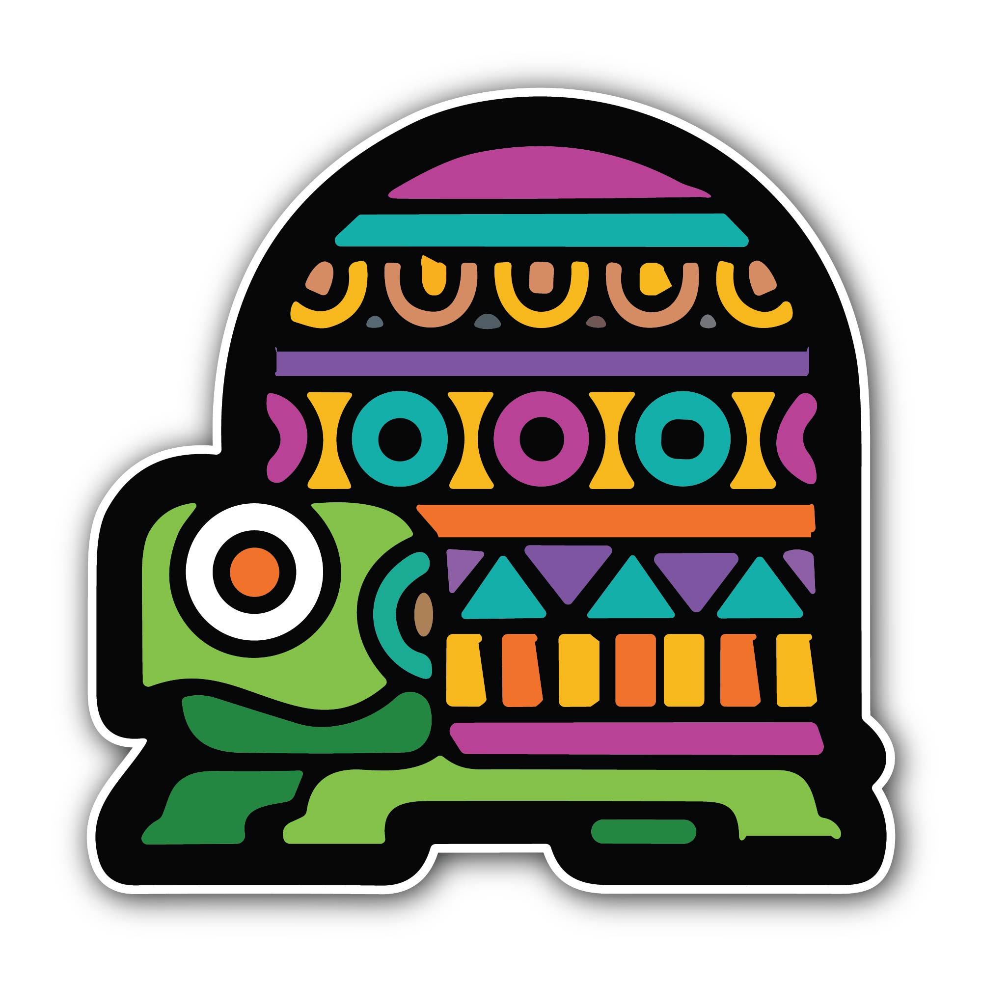 Tribal Design of a Turtle Sticker, Waterproof Vinyl Decal Sticker Indoor Or Outdoor 2 (Pieces) 3" and 5"