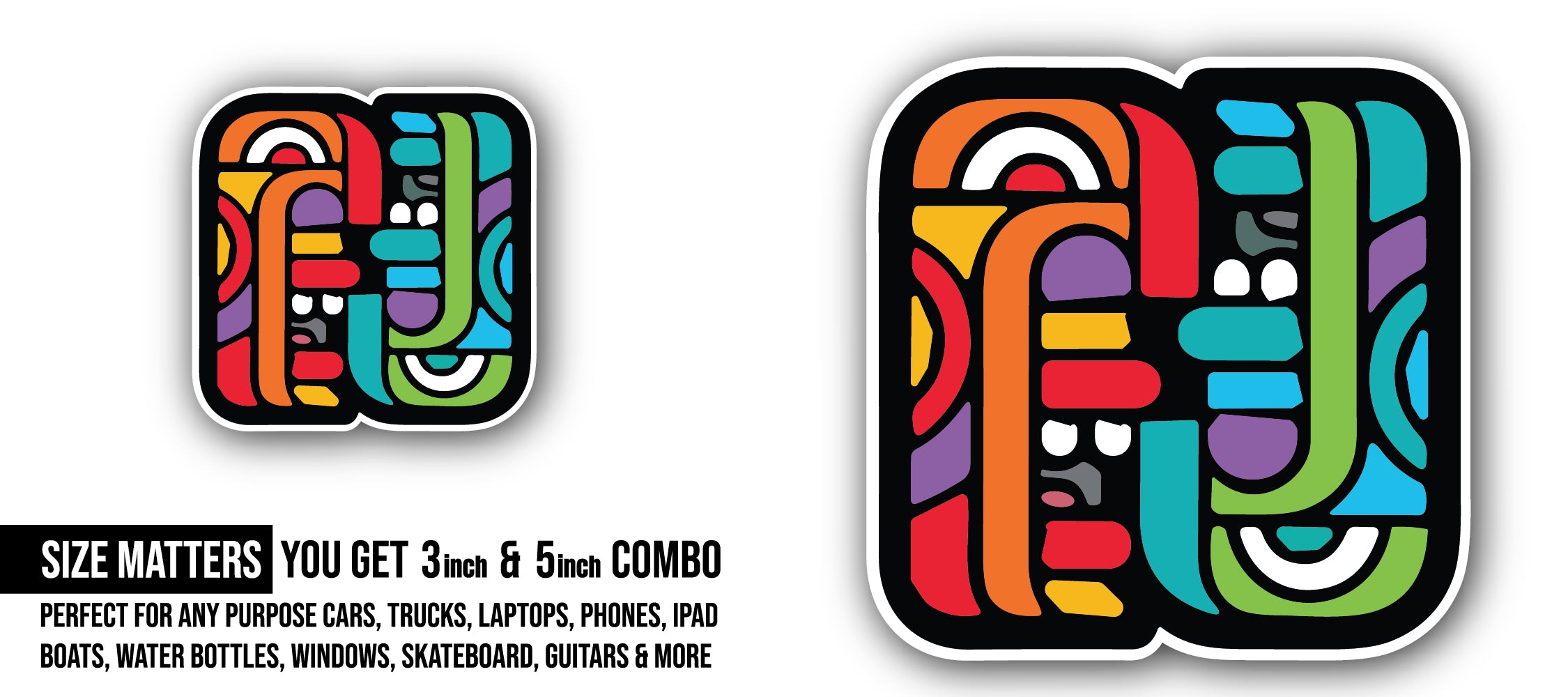 Tangle Pattern Sticker, Waterproof Vinyl Decal Sticker Indoor Or Outdoor 2 (Pieces) 3" and 5"