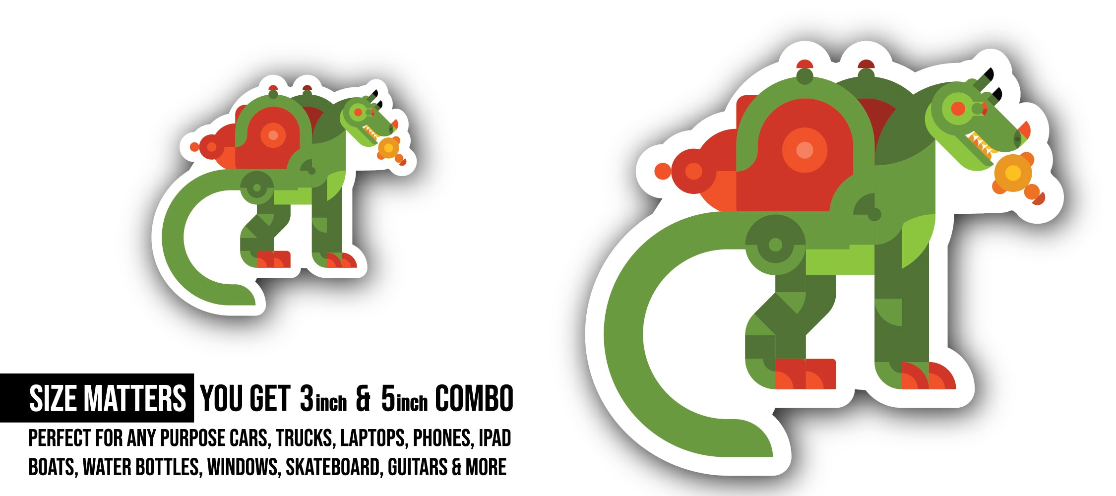 Stylized Dragon Sticker, Waterproof Vinyl Decal Sticker Indoor Or Outdoor 2 (Pieces) 3" and 5"