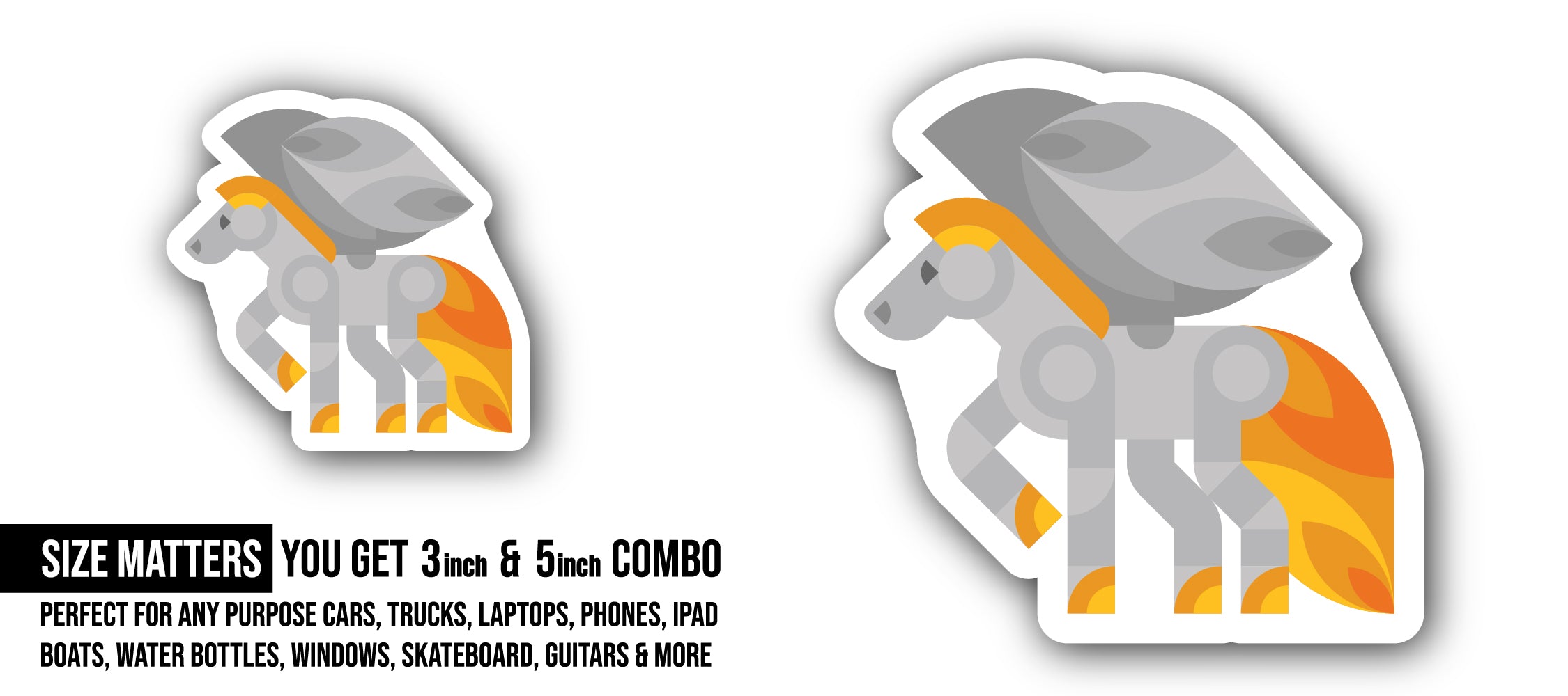 Pegasus Sticker, Waterproof Vinyl Decal Sticker Indoor Or Outdoor 2 (Pieces) 3" and 5"