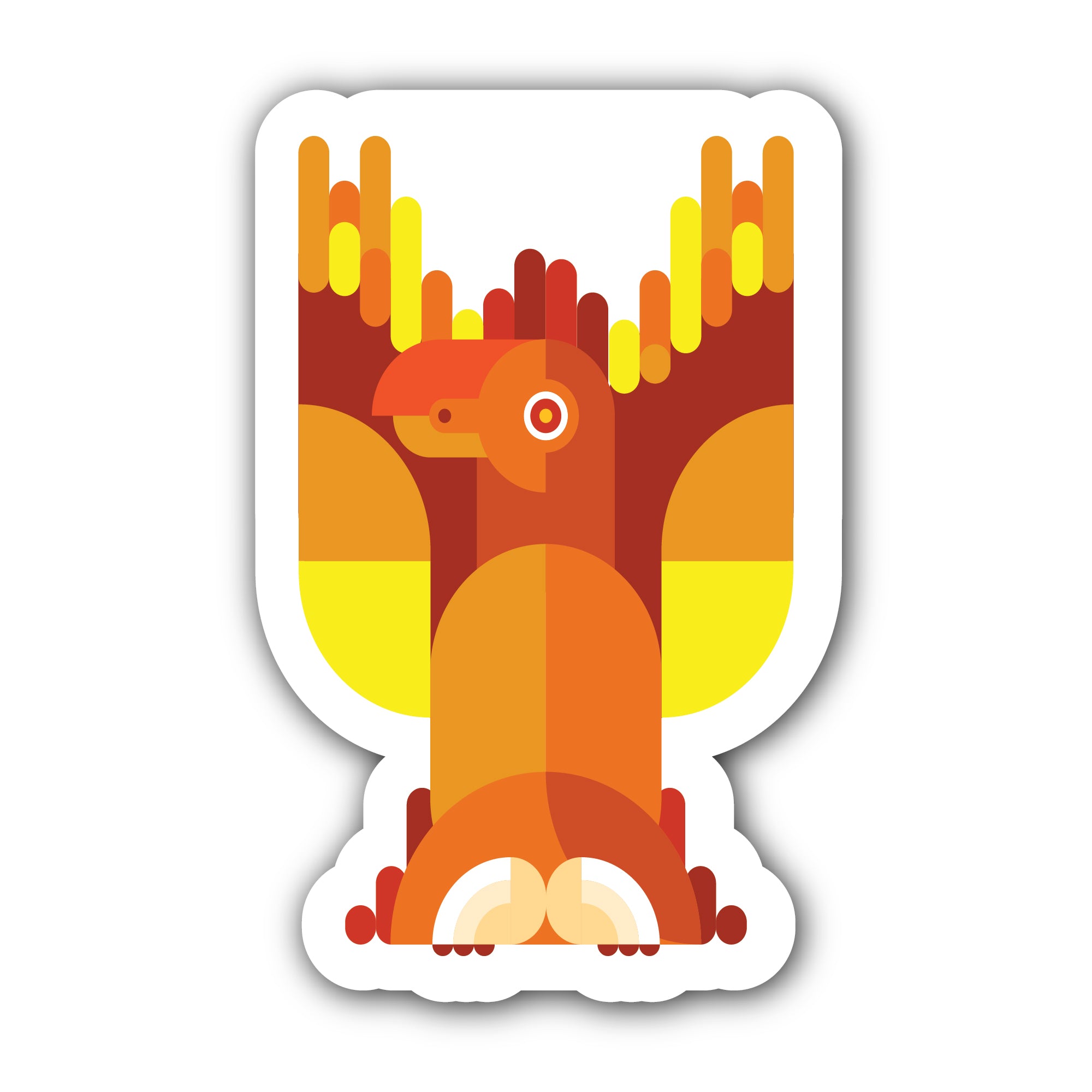 Yellow Orange Parrot Bird Sticker, Waterproof Vinyl Decal Sticker Indoor Or Outdoor 2 (Pieces) 3" and 5"