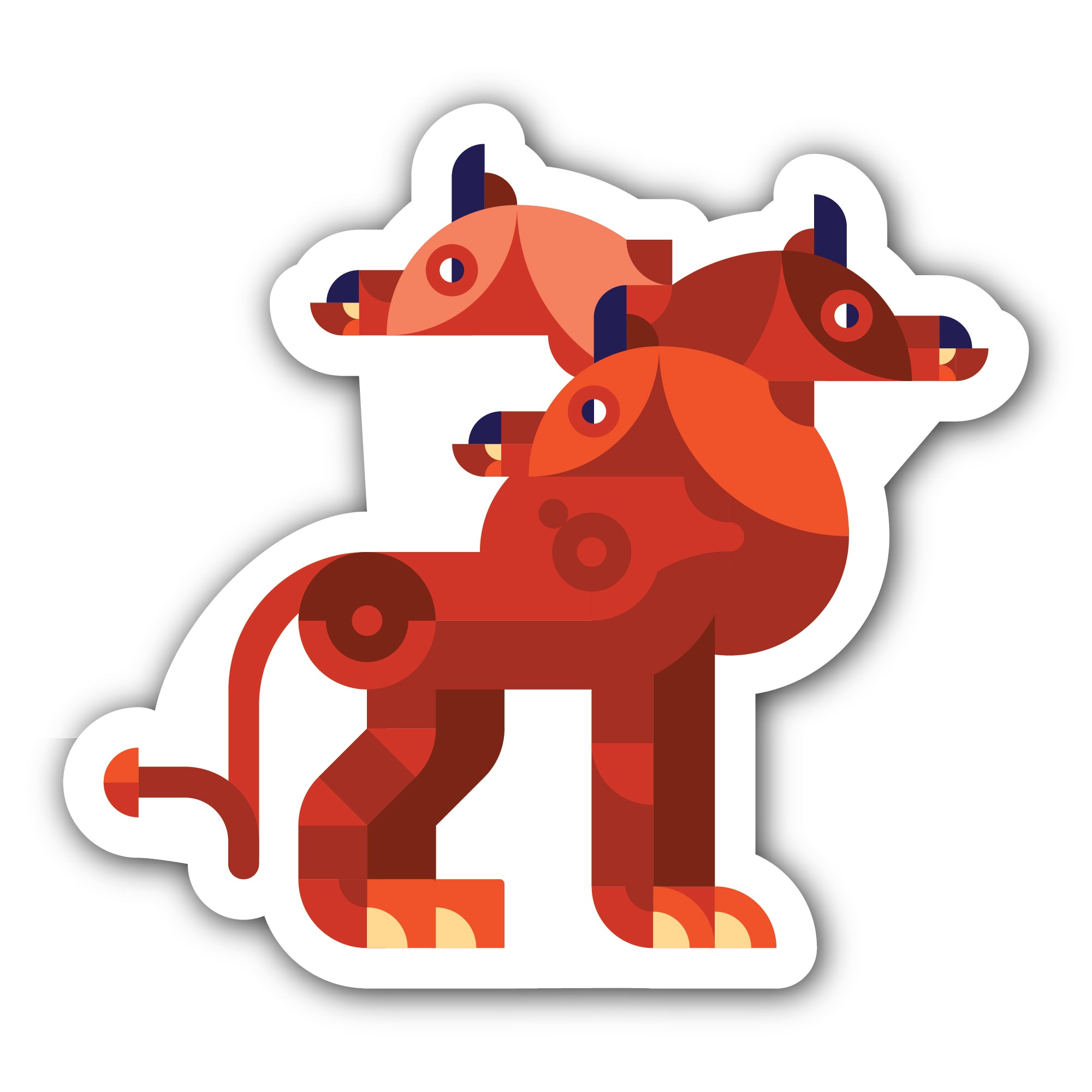 Three-Headed Dog Sticker, Waterproof Vinyl Decal Sticker Indoor Or Outdoor 2 (Pieces) 3" and 5"