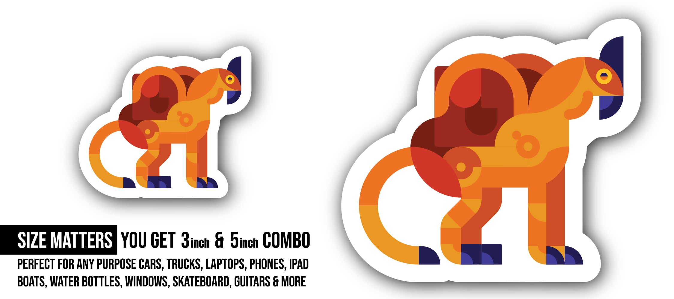Geometric Camel Sticker, Waterproof Vinyl Decal Sticker Indoor Or Outdoor 2 (Pieces) 3" and 5"