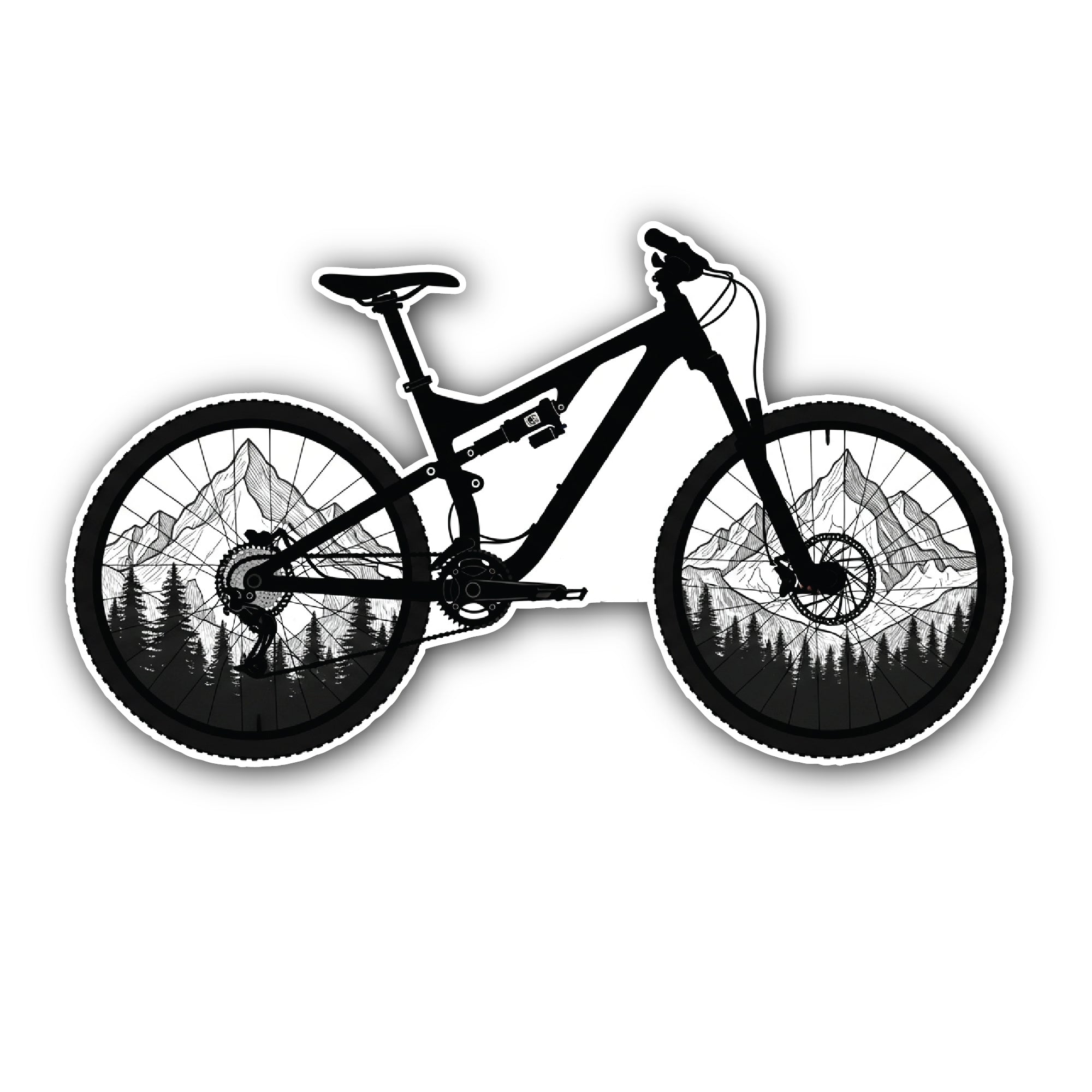 Mountain Bicycle Sticker, Waterproof Vinyl Decal Sticker Indoor Or Outdoor 2 (Pieces) 3" and 5"