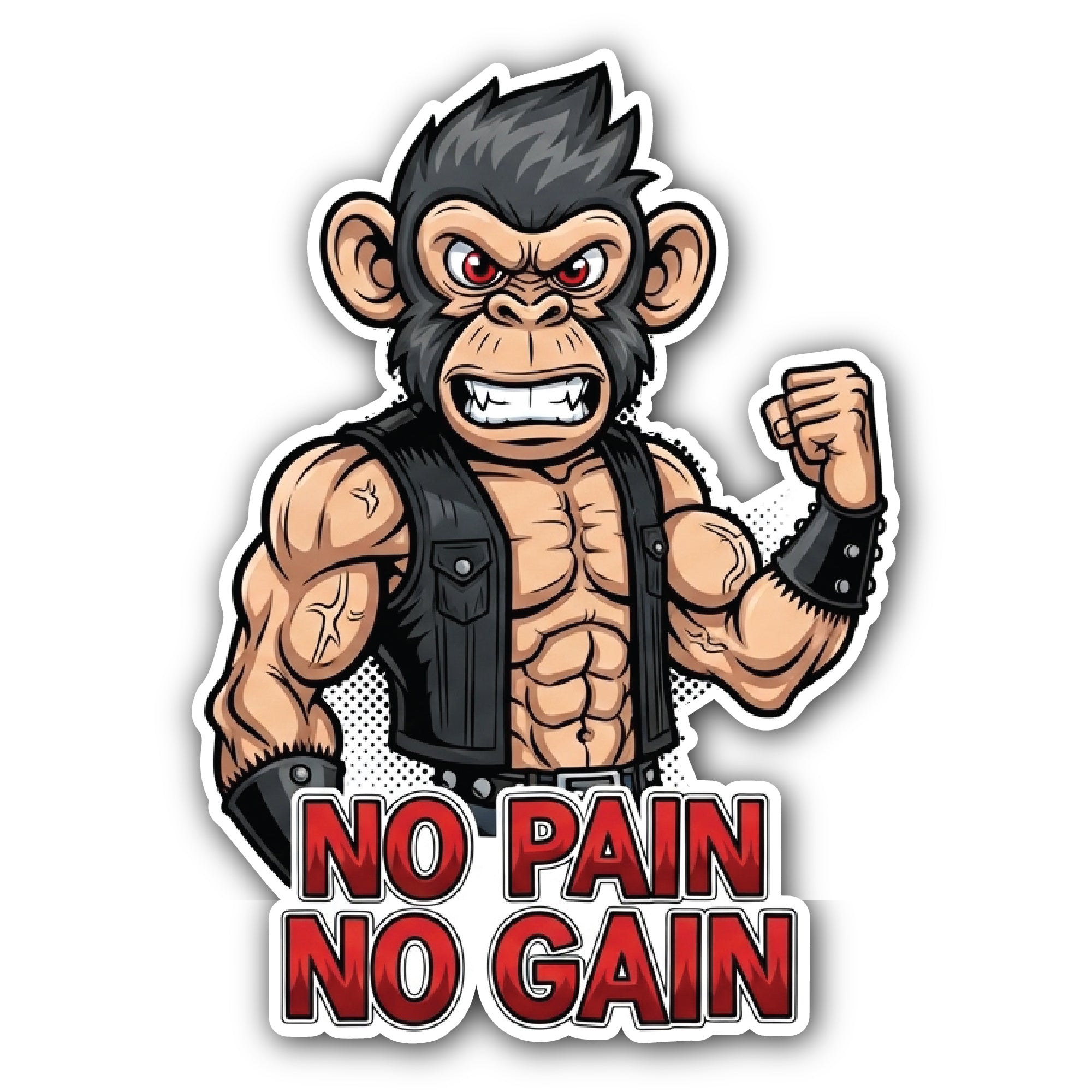 Strong Muscular Monkey Sticker, Waterproof Vinyl Decal Sticker Indoor Or Outdoor 2 (Pieces) 3" and 5"