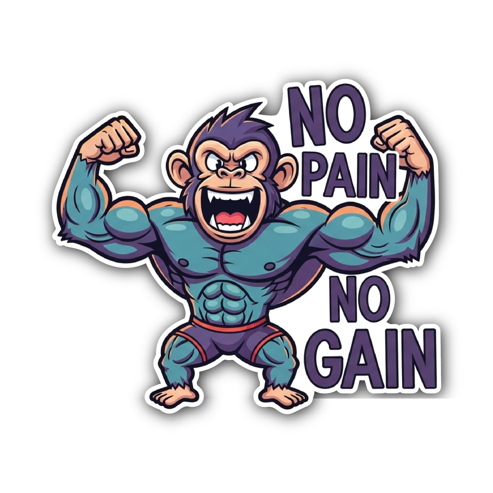 Angry Gorilla Sticker, Waterproof Vinyl Decal Sticker Indoor Or Outdoor 2 (Pieces) 3" and 5"