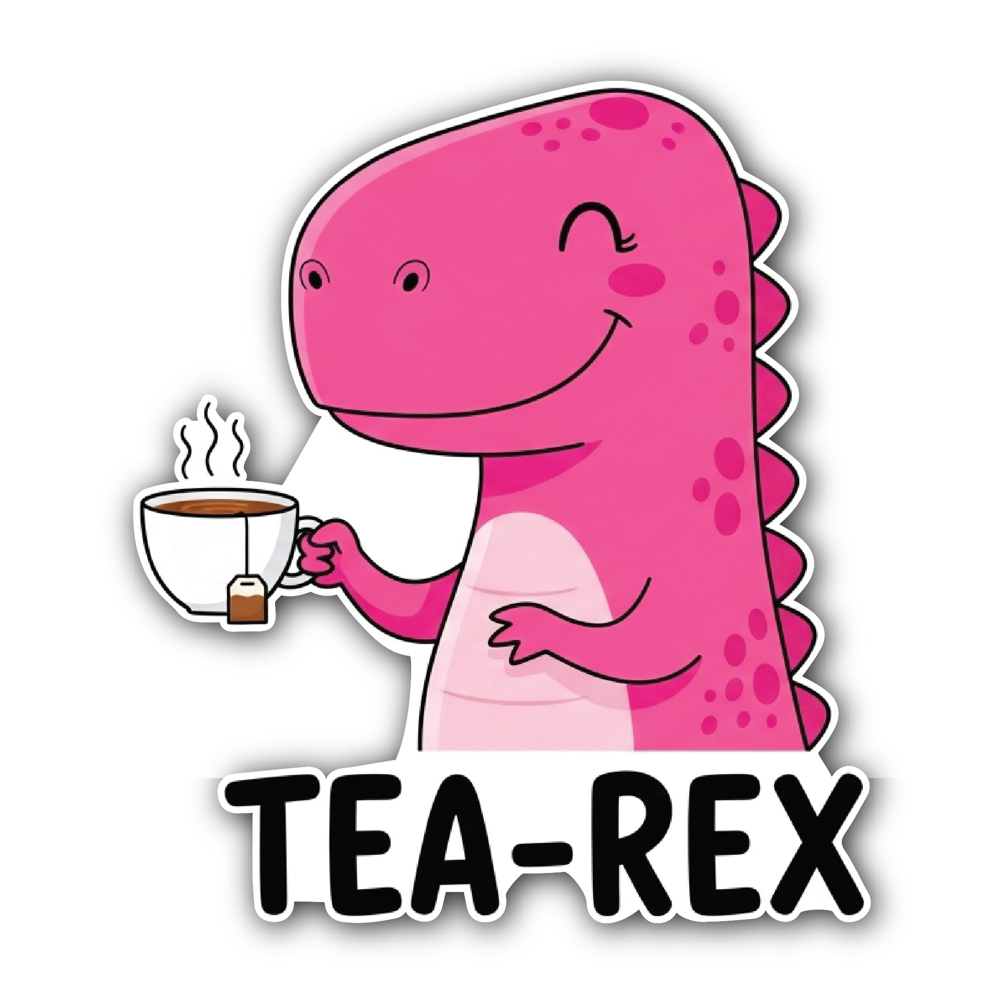 Tea Rex Sticker, Waterproof Vinyl Decal Sticker Indoor Or Outdoor 2 (Pieces) 3" and 5"