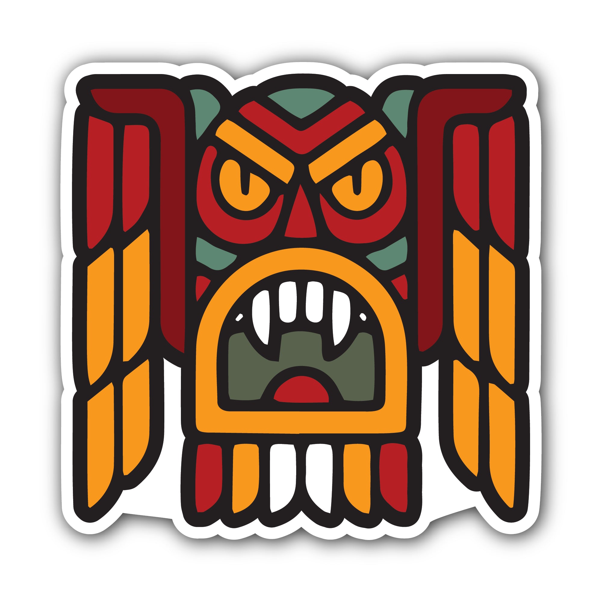 Tiki Head Sticker, Waterproof Vinyl Decal Sticker Indoor Or Outdoor 2 (Pieces) 3" and 5"