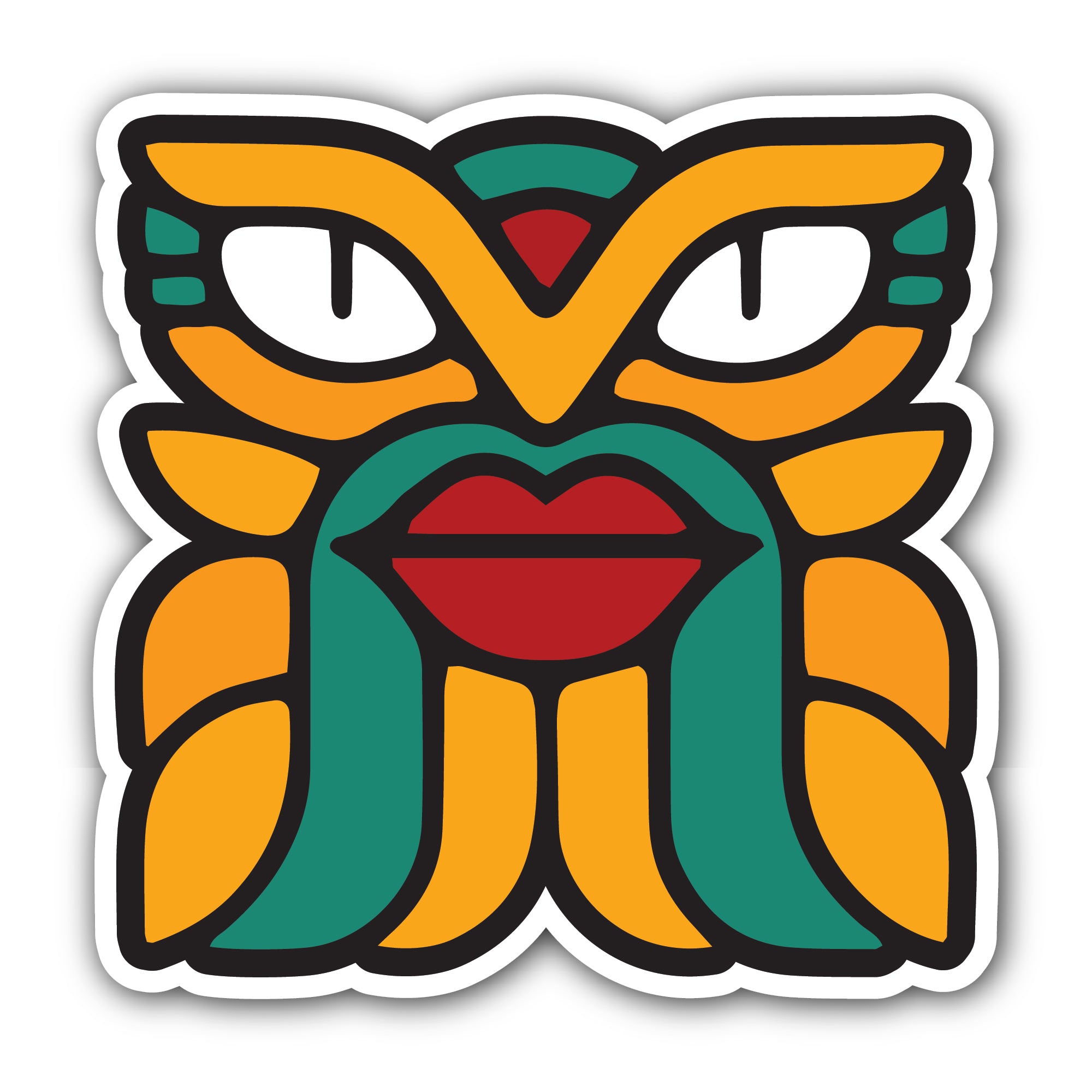 Mayan Mask Sticker, Waterproof Vinyl Decal Sticker Indoor Or Outdoor 2 (Pieces) 3" and 5"