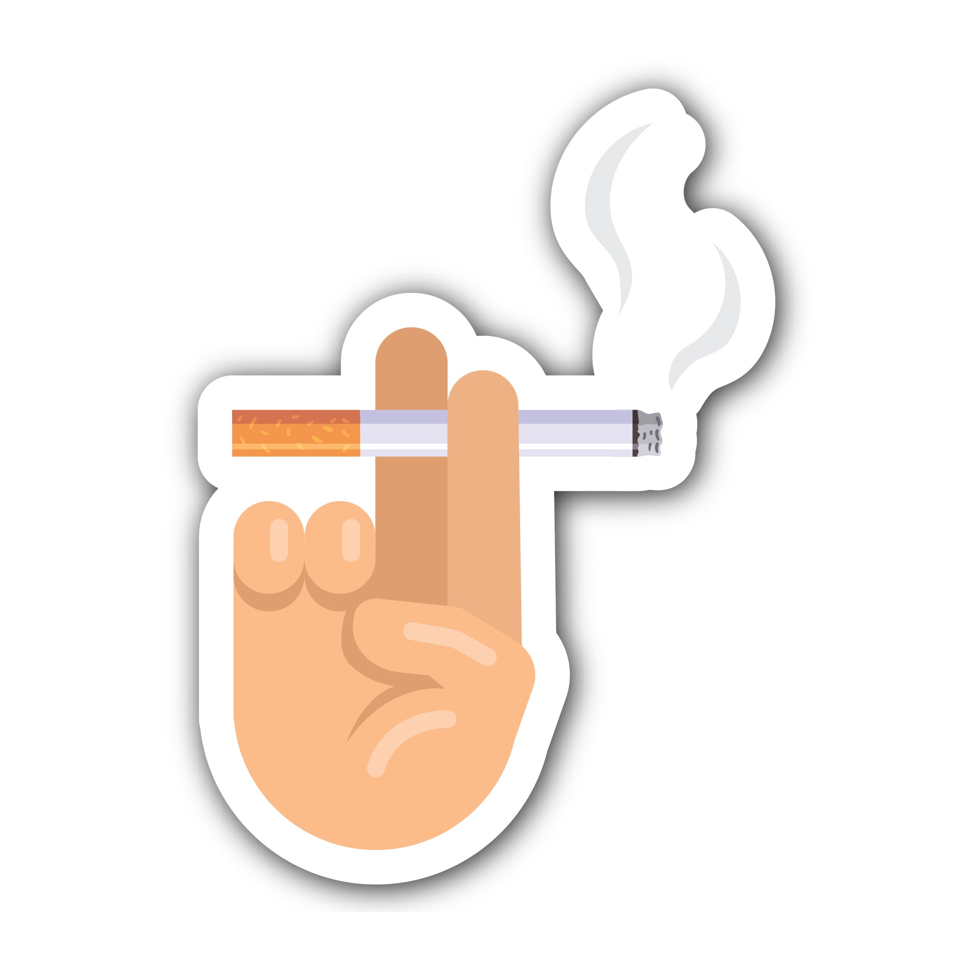 Hand Holding Cigarette Sticker, Waterproof Vinyl Decal Sticker Indoor Or Outdoor 2 (Pieces) 3" and 5"