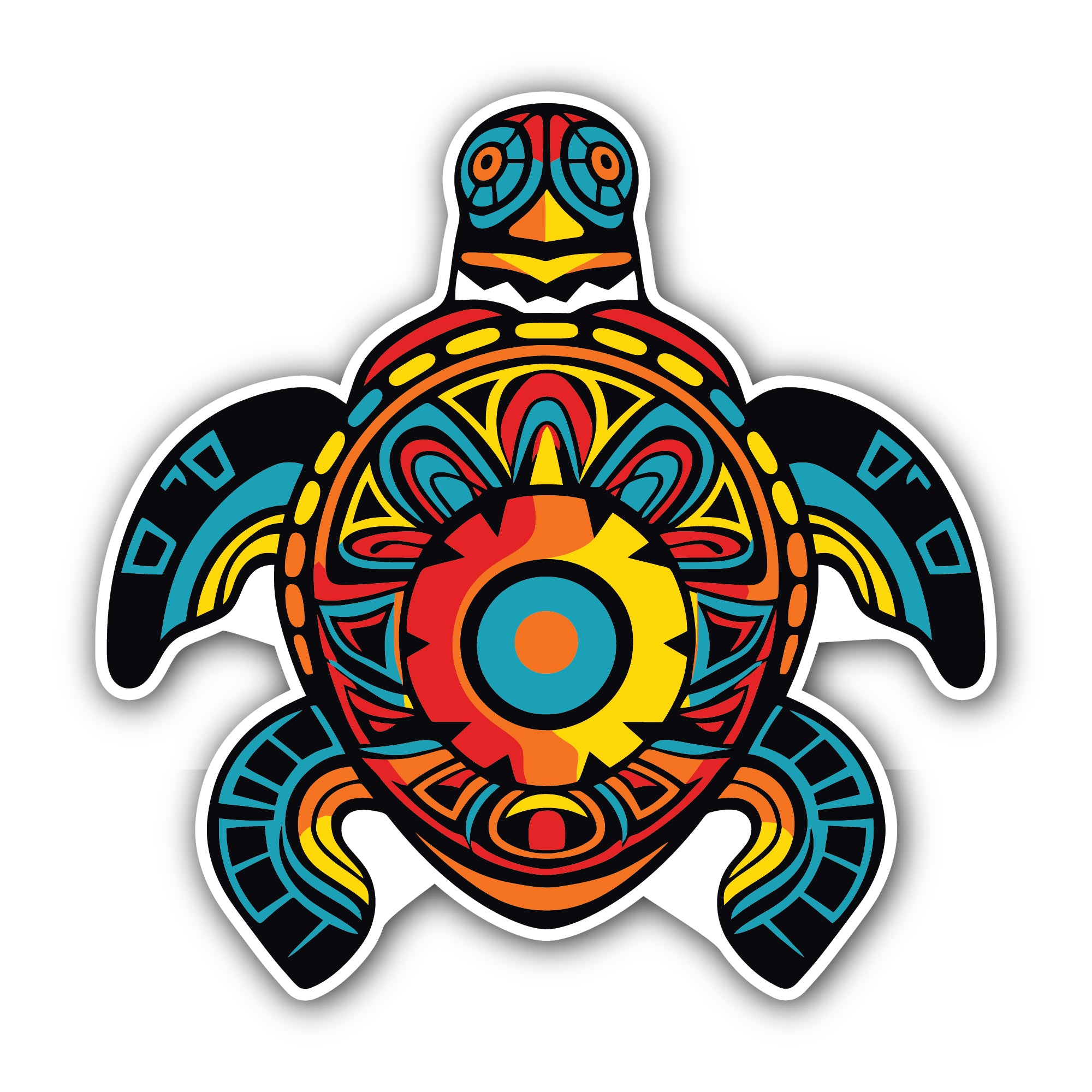 Tribal Design of a Turtle Sticker, Waterproof Vinyl Decal Sticker Indoor Or Outdoor 2 (Pieces) 3" and 5"