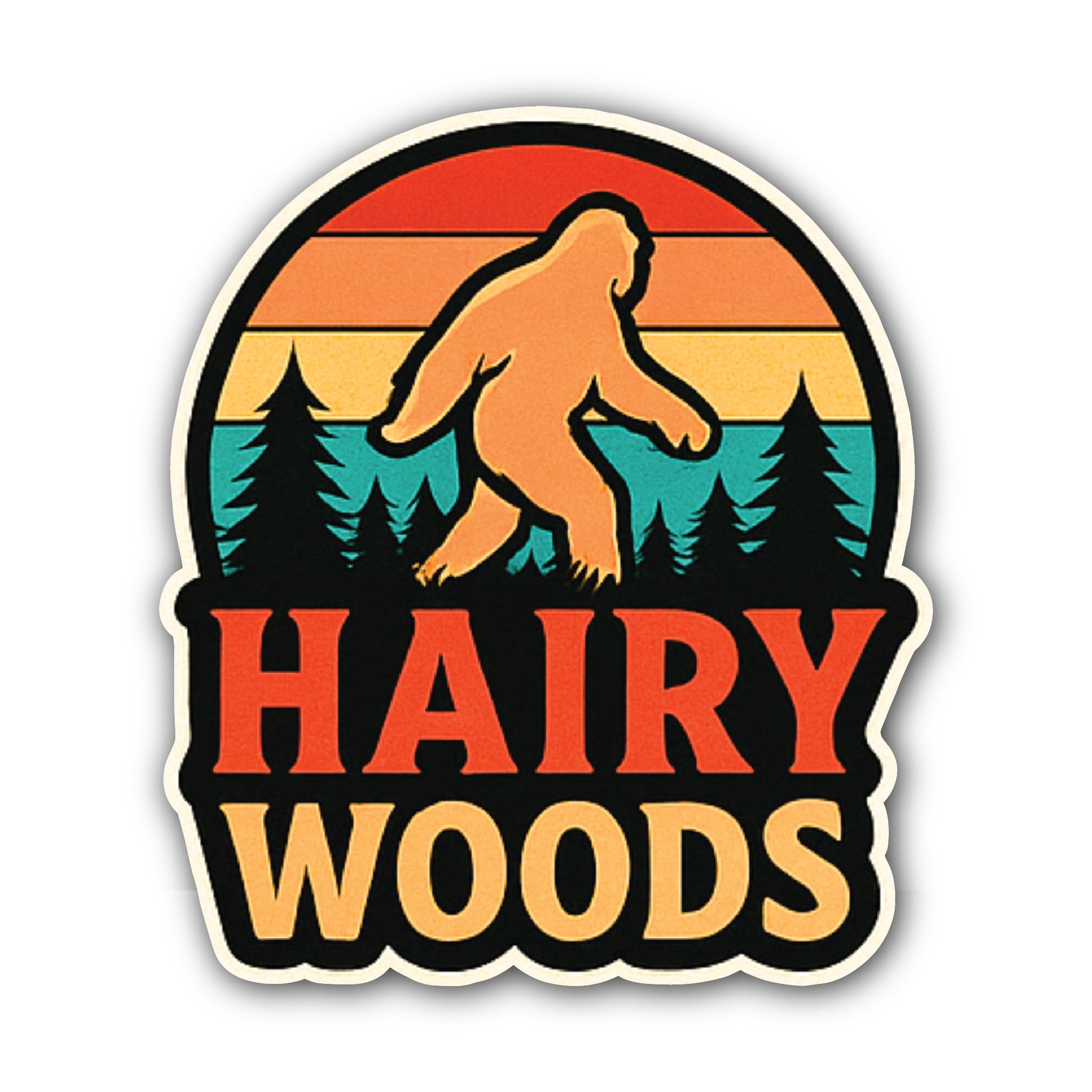 Hairy Woods Sticker, Waterproof Vinyl Decal Sticker Indoor Or Outdoor 2 (Pieces) 3" and 5"