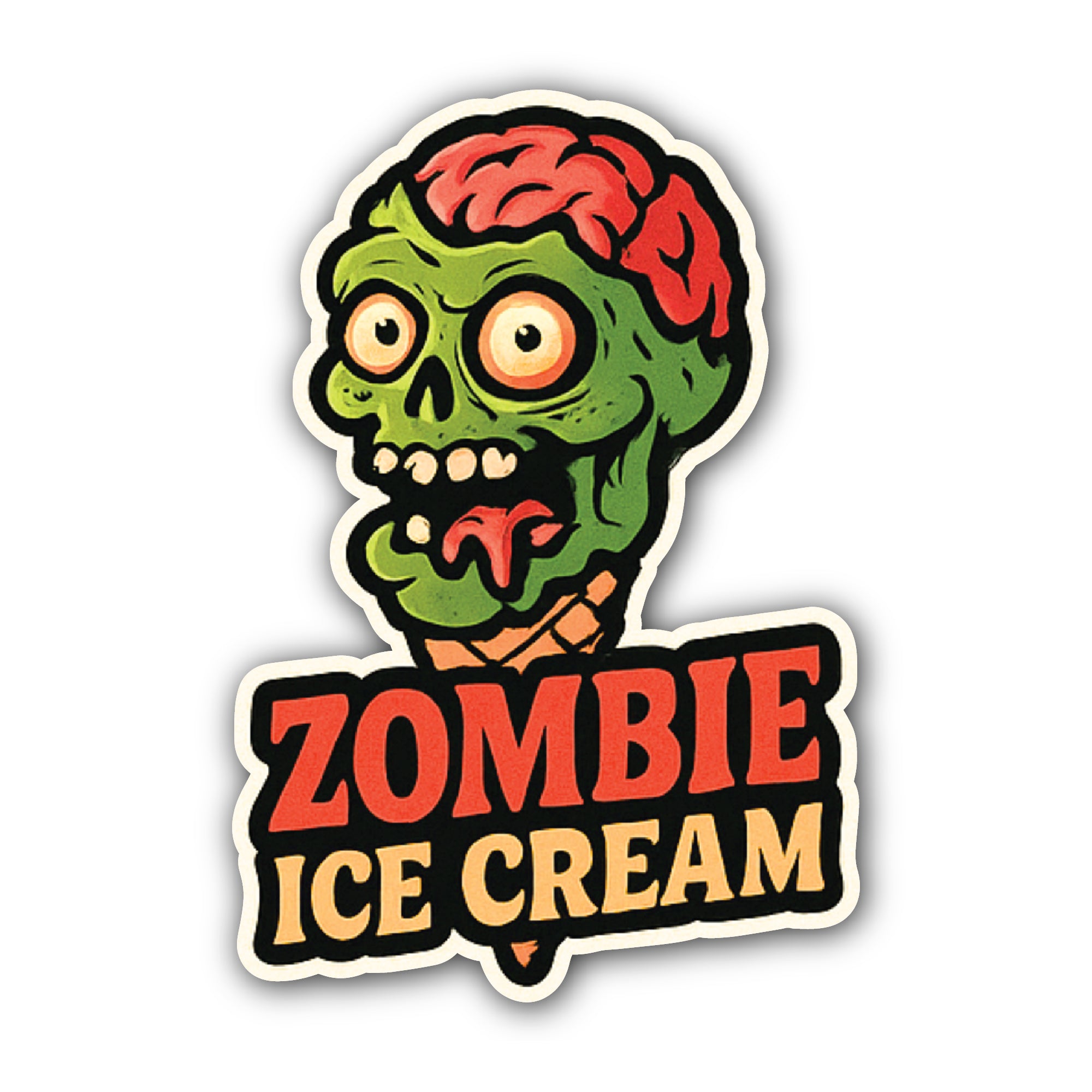 Zombie Ice Cream Sticker, Waterproof Vinyl Decal Sticker Indoor Or Outdoor 2 (Pieces) 3" and 5"