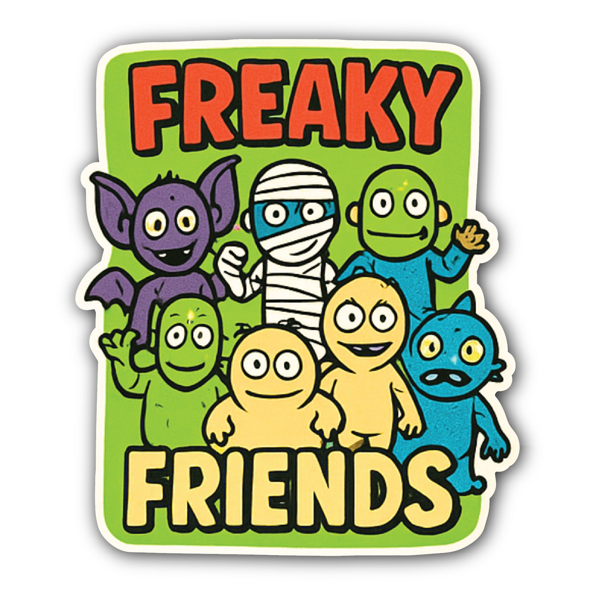 Freaky Friends Sticker, Waterproof Vinyl Decal Sticker Indoor Or Outdoor 2 (Pieces) 3" and 5"