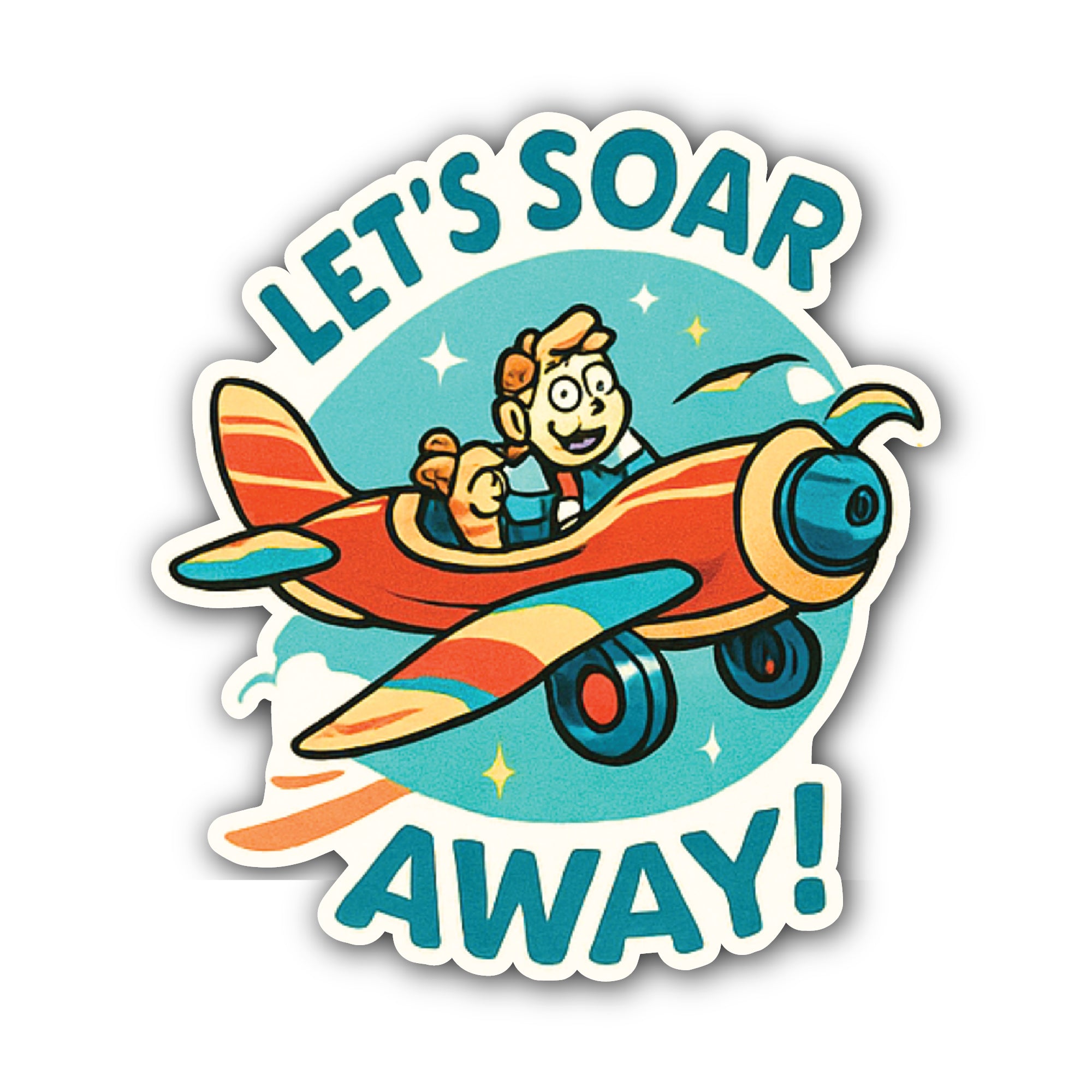 Let's Soar Away Sticker, Waterproof Vinyl Decal Sticker Indoor Or Outdoor 2 (Pieces) 3" and 5"