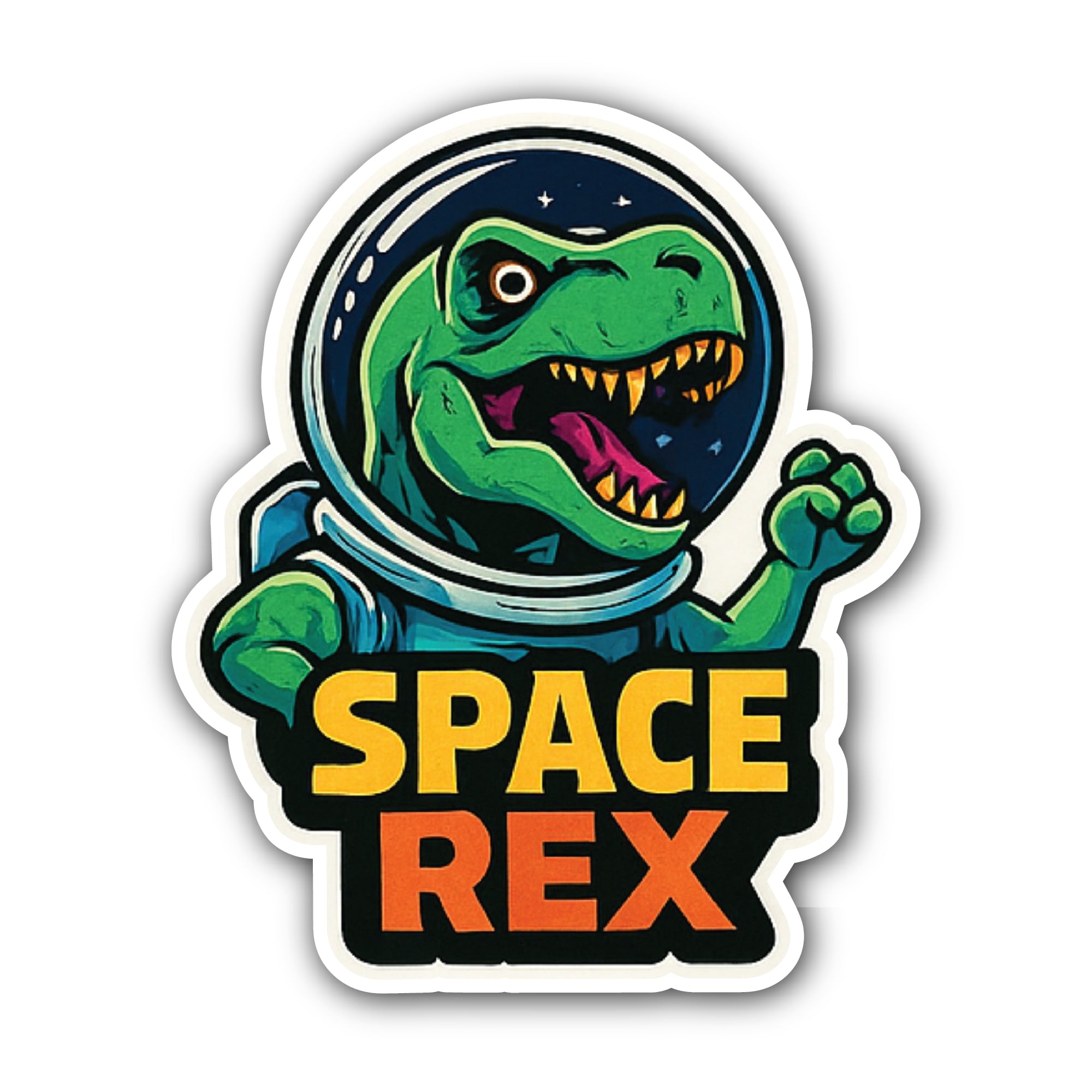Astronaut Dinosaur Sticker, Waterproof Vinyl Decal Sticker Indoor Or Outdoor 2 (Pieces) 3" and 5"