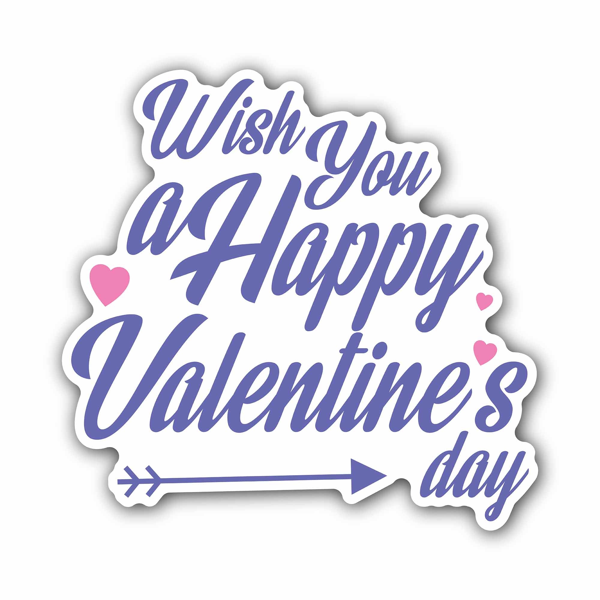 Arrow with Valentine's Day Wishes Sticker, Waterproof Vinyl Decal Sticker Indoor Or Outdoor 2 (Pieces) 3" and 5"