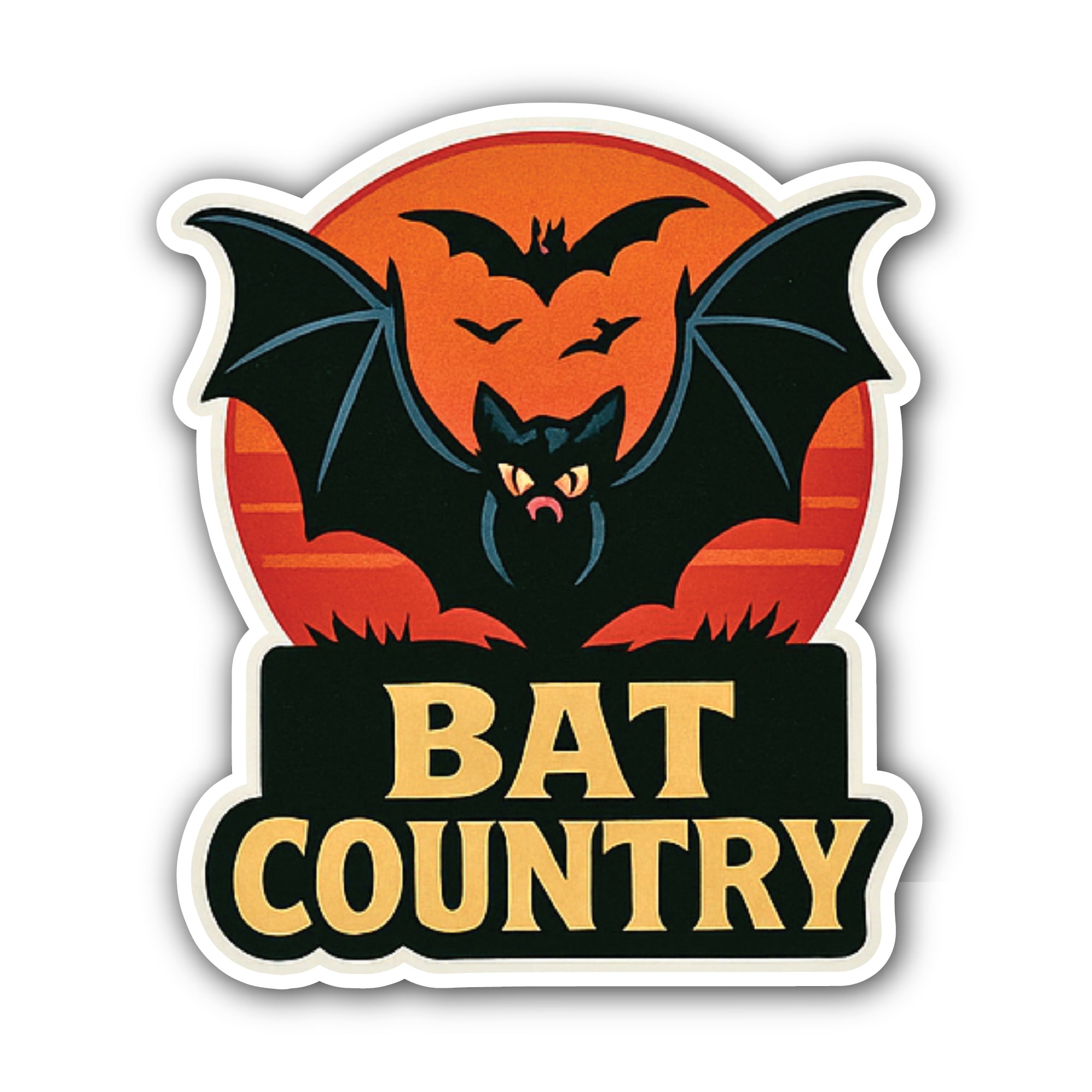 Bat Country Sticker, Waterproof Vinyl Decal Sticker Indoor Or Outdoor 2 (Pieces) 3" and 5"