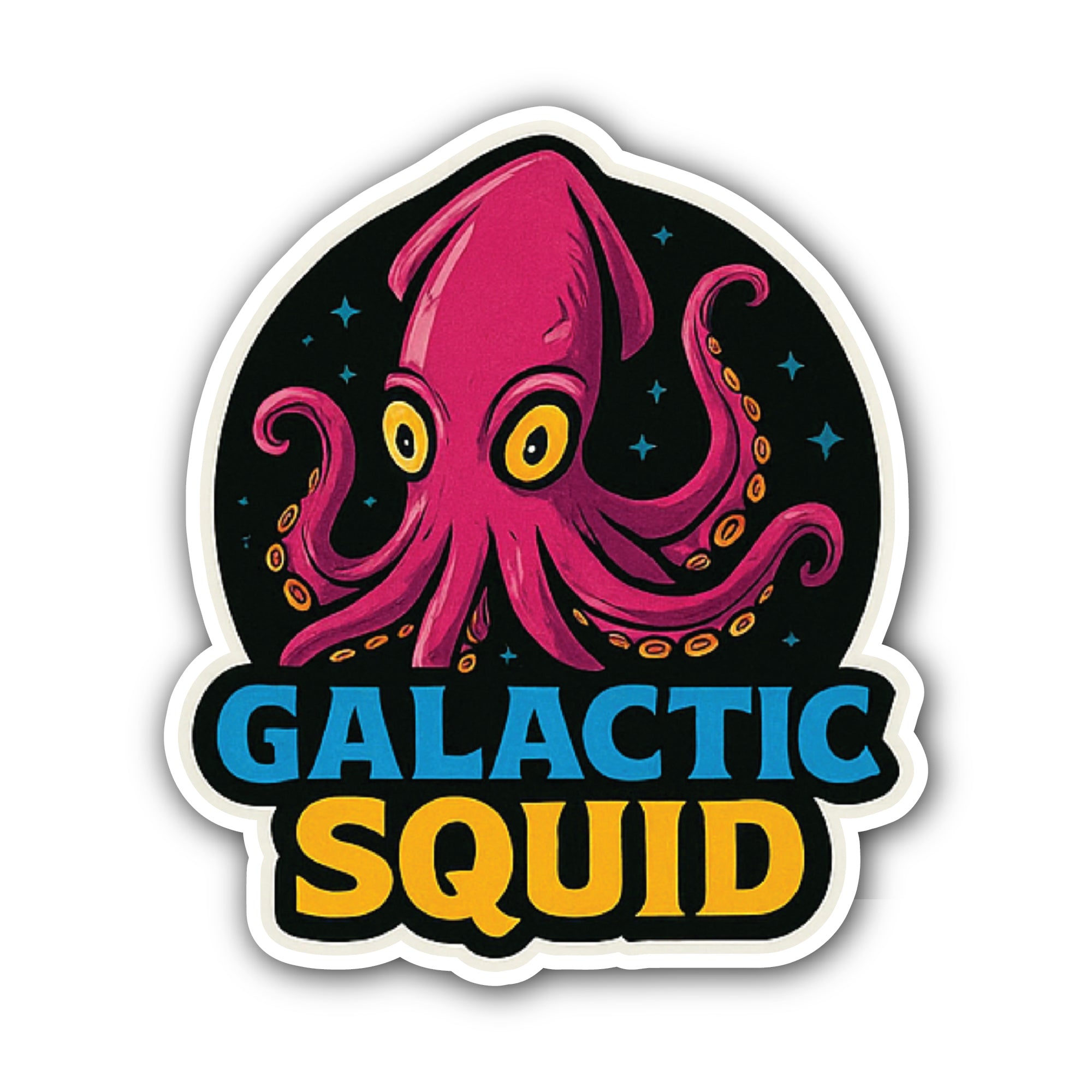 Galactic Squid Sticker, Waterproof Vinyl Decal Sticker Indoor Or Outdoor 2 (Pieces) 3" and 5"