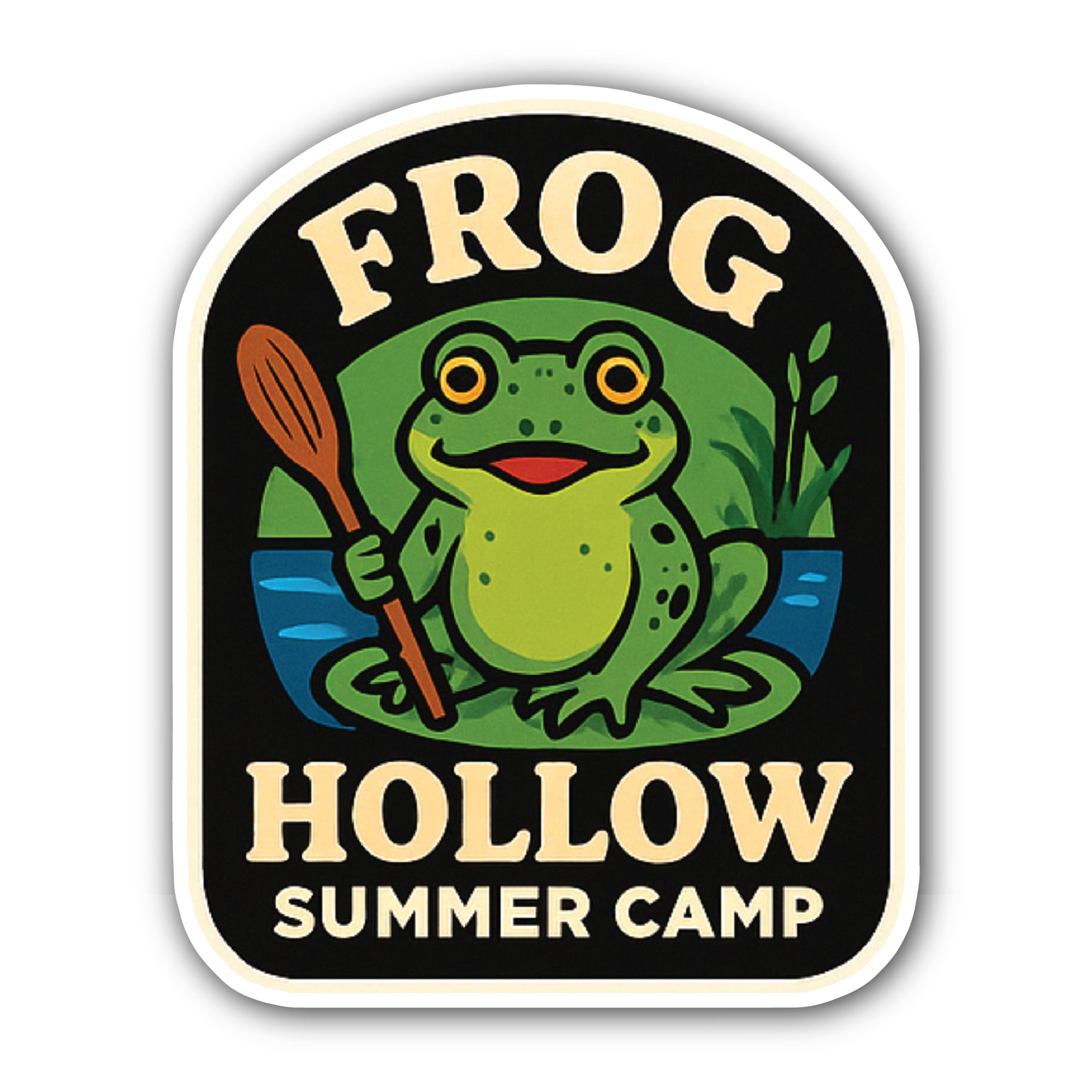 Frog Hollow Summer Camp Sticker, Waterproof Vinyl Decal Sticker Indoor Or Outdoor 2 (Pieces) 3" and 5"