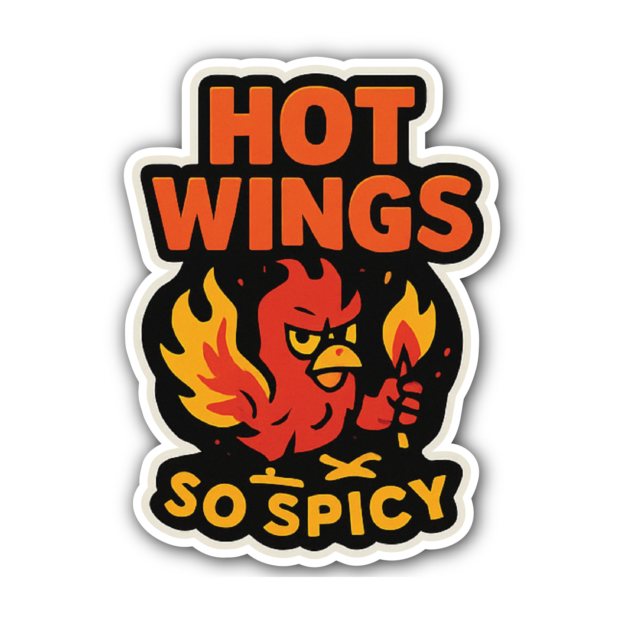 Hot Wings Sticker, Waterproof Vinyl Decal Sticker Indoor Or Outdoor 2 (Pieces) 3" and 5"