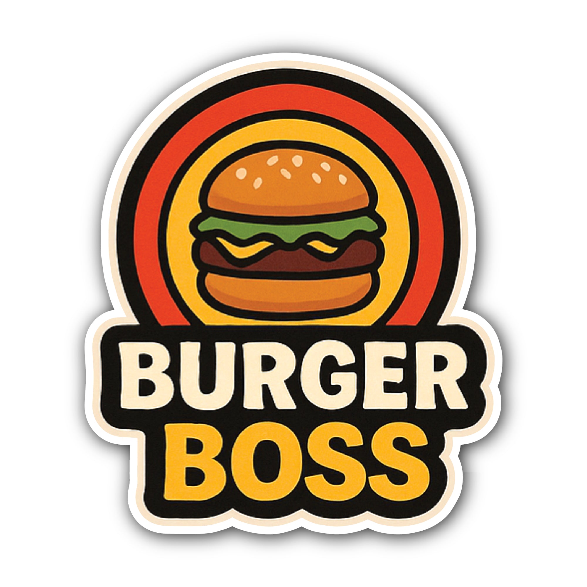 Boss Burger Sticker, Waterproof Vinyl Decal Sticker Indoor Or Outdoor 2 (Pieces) 3" and 5"