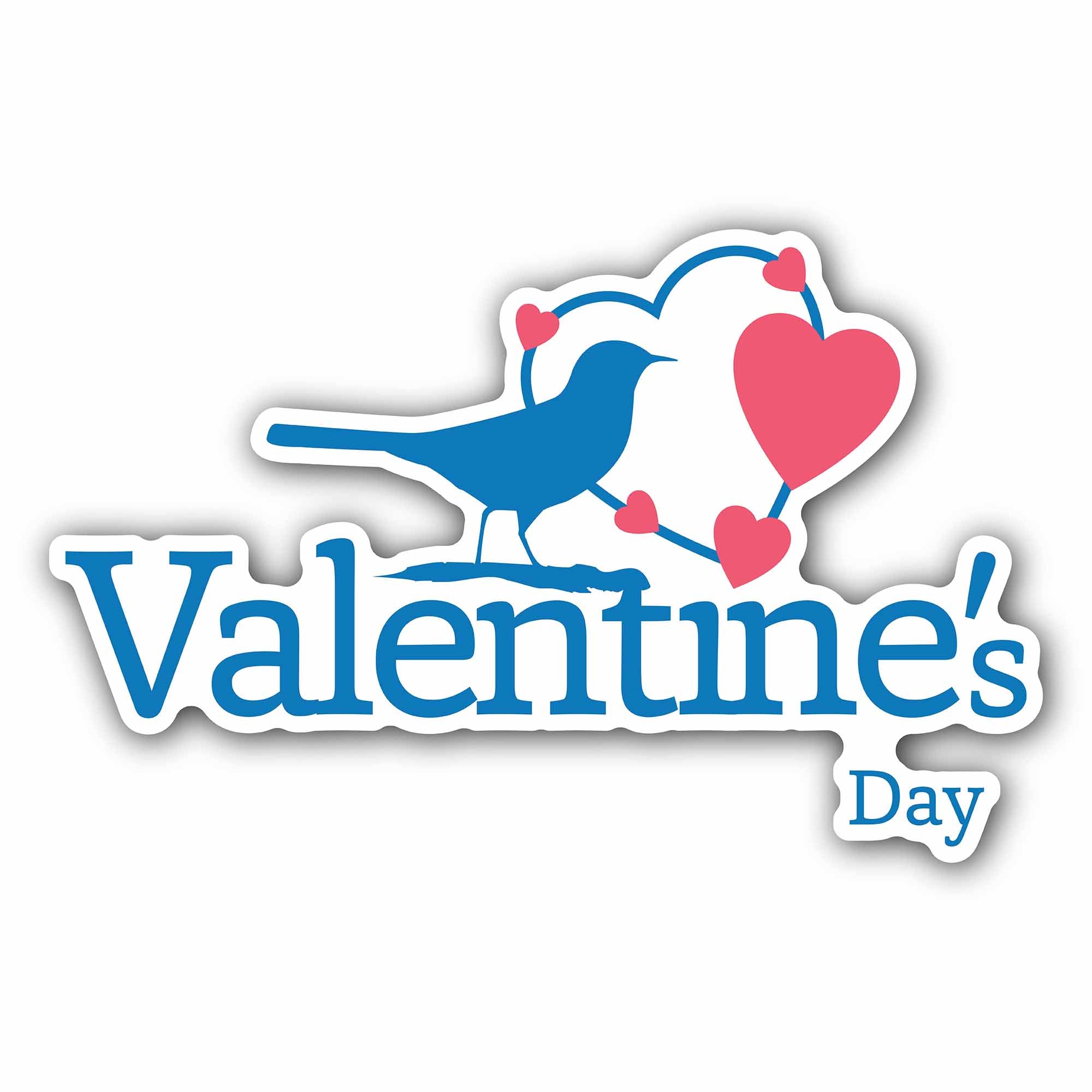 Red Heart with Valentine's Day Sticker, Waterproof Vinyl Decal Sticker Indoor Or Outdoor 2 (Pieces) 3" and 5"