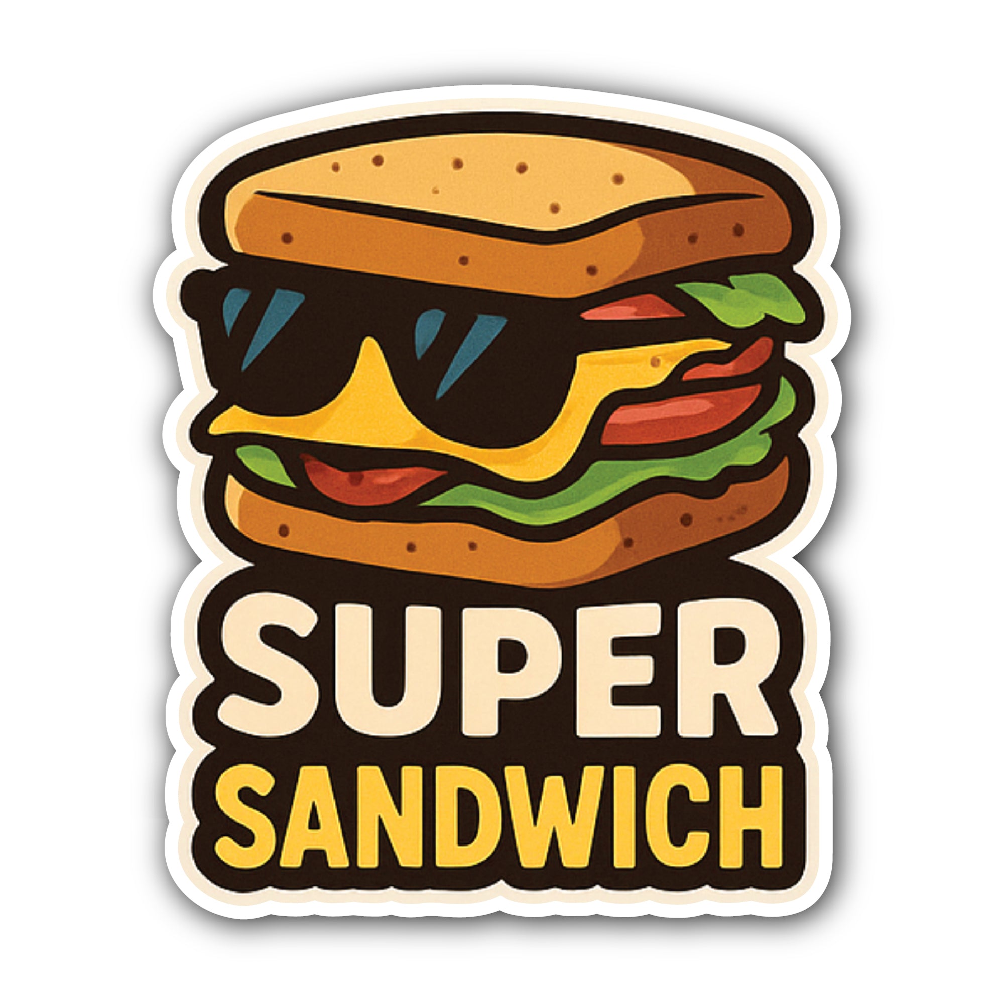 Super Sandwich Sticker, Waterproof Vinyl Decal Sticker Indoor Or Outdoor 2 (Pieces) 3" and 5"
