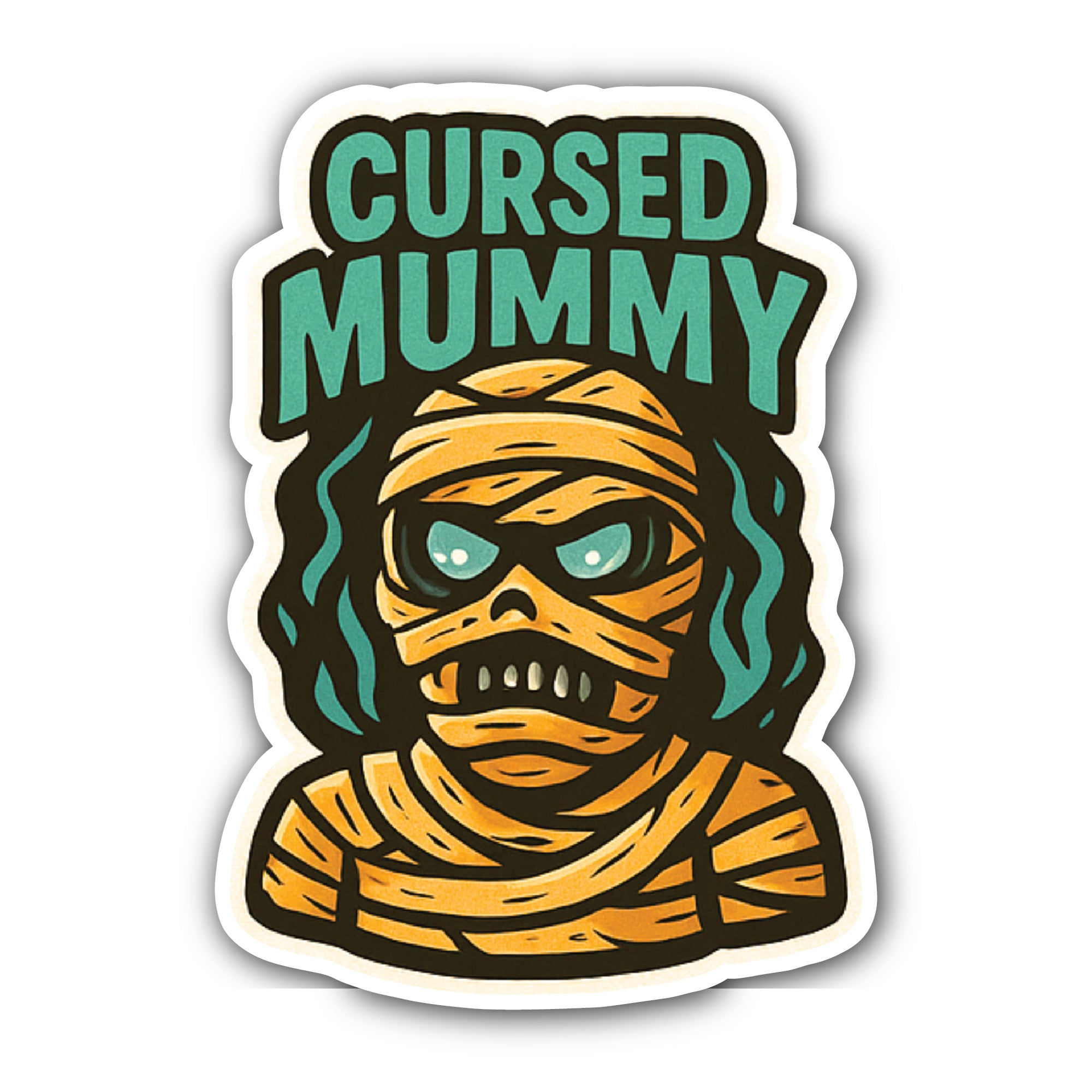 Cursed Mummy Sticker, Waterproof Vinyl Decal Sticker Indoor Or Outdoor 2 (Pieces) 3" and 5"