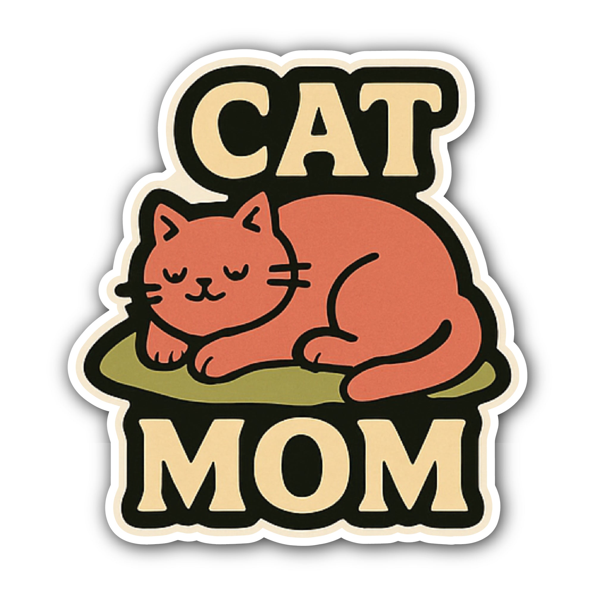 Cat Mom Sticker, Waterproof Vinyl Decal Sticker Indoor Or Outdoor 2 (Pieces) 3" and 5"