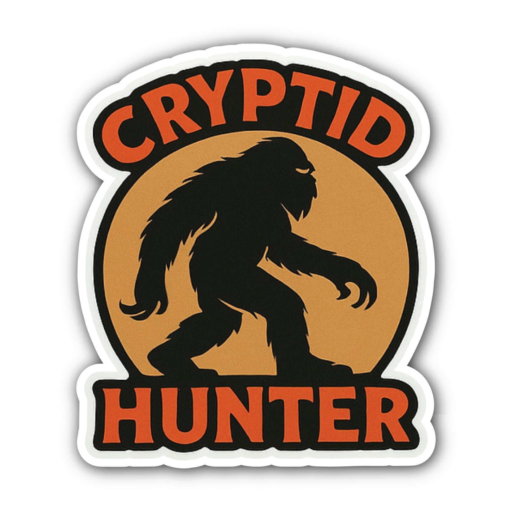 Cryptid Hunter Sticker, Waterproof Vinyl Decal Sticker Indoor Or Outdoor 2 (Pieces) 3" and 5"