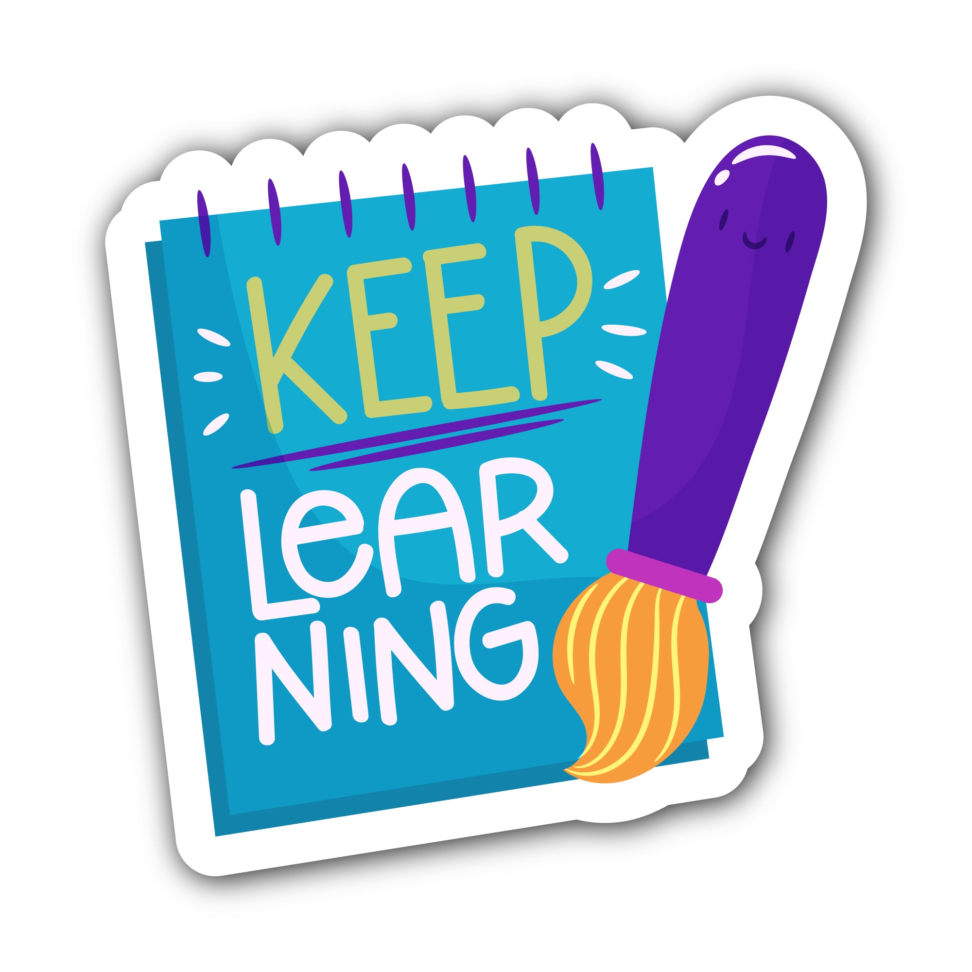 Keep Learning Sticker, Waterproof Vinyl Decal Sticker Indoor Or Outdoor 2 (Pieces) 3" and 5"