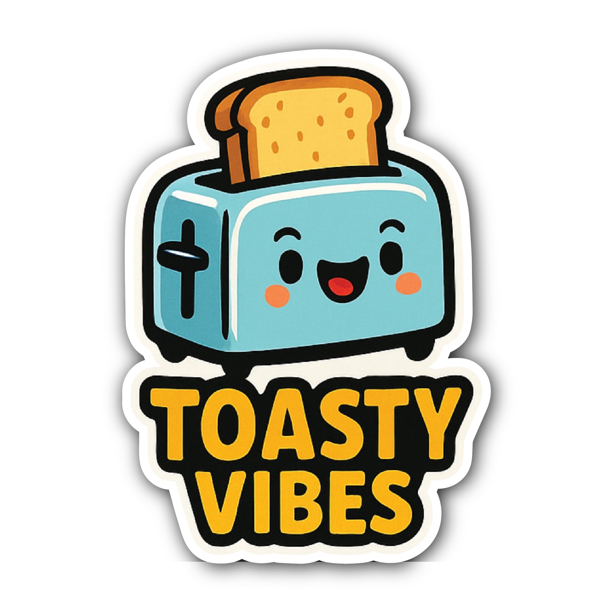 Cute Toaster Sticker, Waterproof Vinyl Decal Sticker Indoor Or Outdoor 2 (Pieces) 3" and 5"