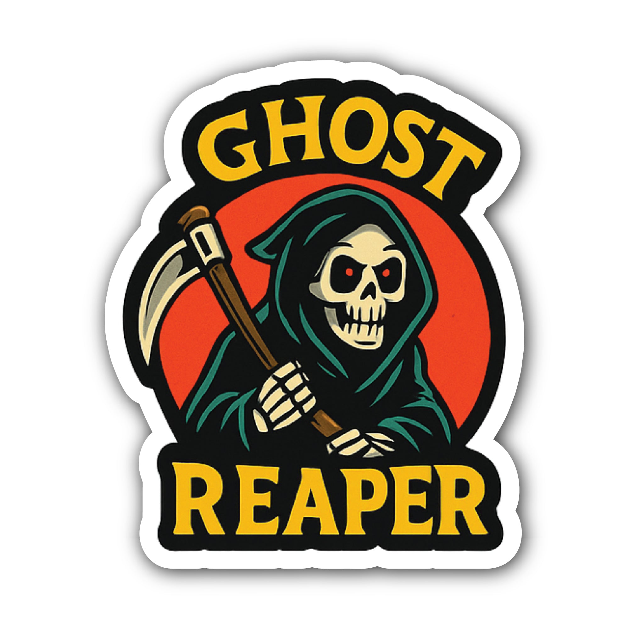 Ghost Reaper Sticker, Waterproof Vinyl Decal Sticker Indoor Or Outdoor 2 (Pieces) 3" and 5"